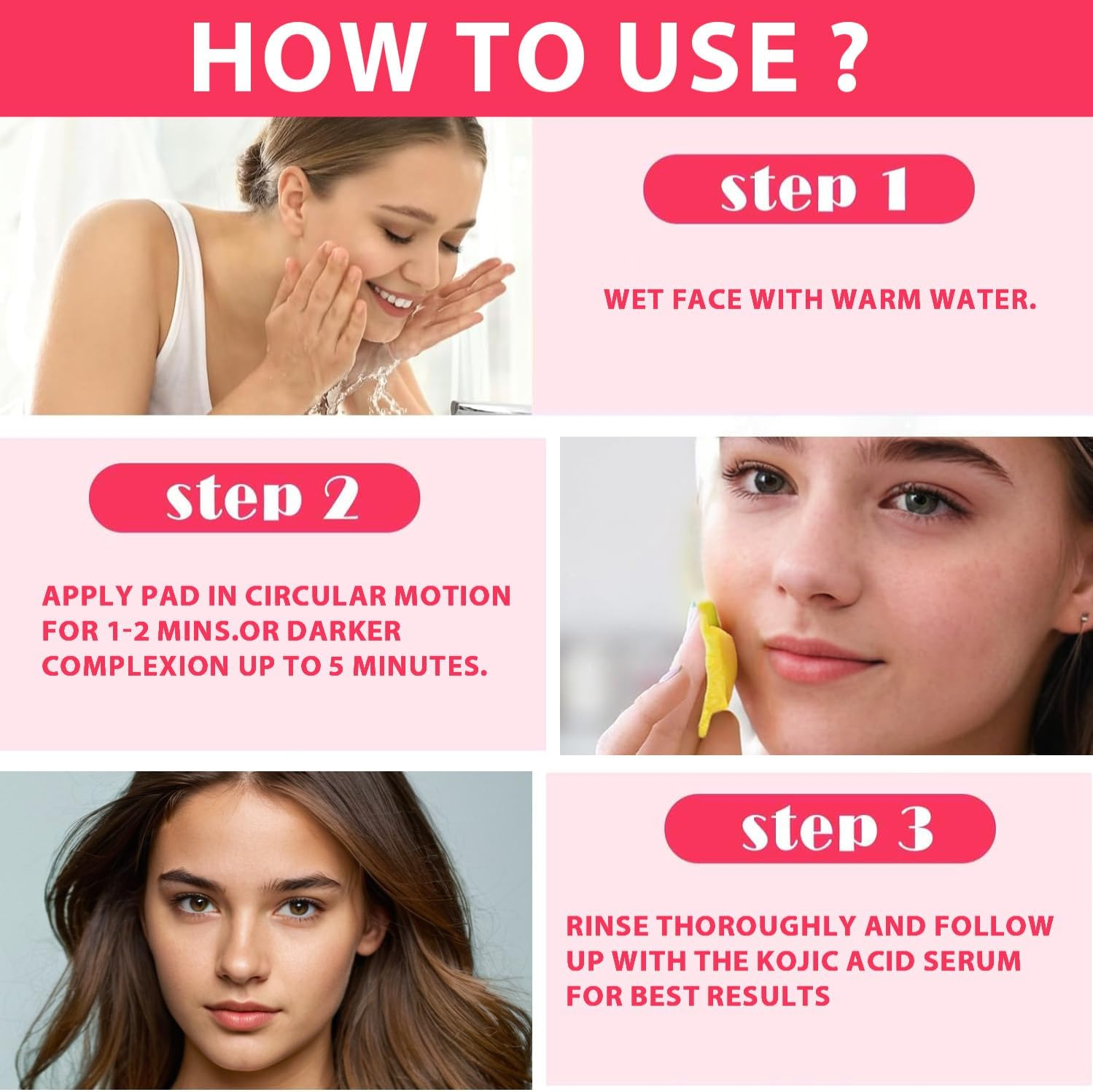 40 Pcs Kojic Acid and Turmeric Cleansing Pads,Turmeric Cleansing Pads for Dark Spots and Exfoliating, Reduce Blemishes & Dark Area,Deep Cleansing Oil Control Shrink Pore Mild Formula, for All Skin Types,100% Natural image number 1