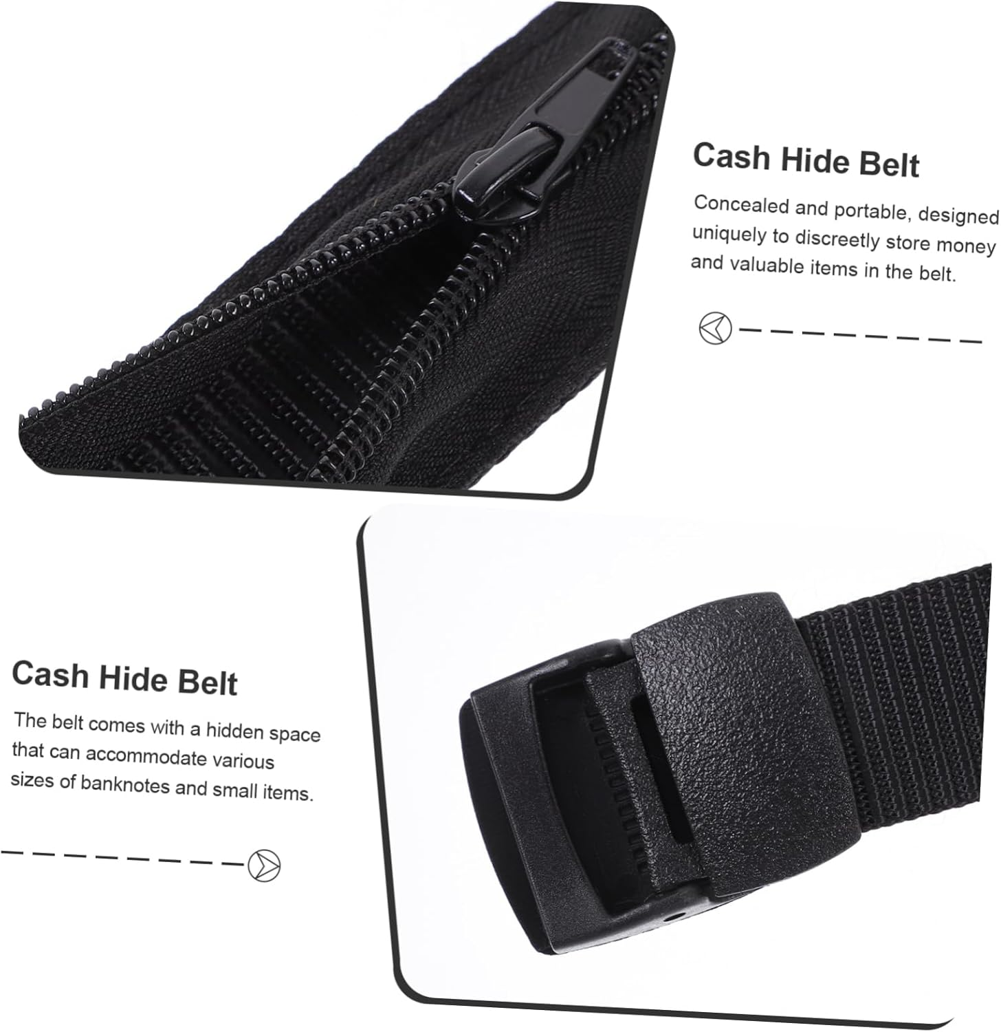 EXAOMBLE Hidden Money Belt for Travel Waistband Cash Hide Belt Practical Joke Prop Secure Storage Adjustable Waist Strap Suitable for Outdoor Sports and Travel image number 4