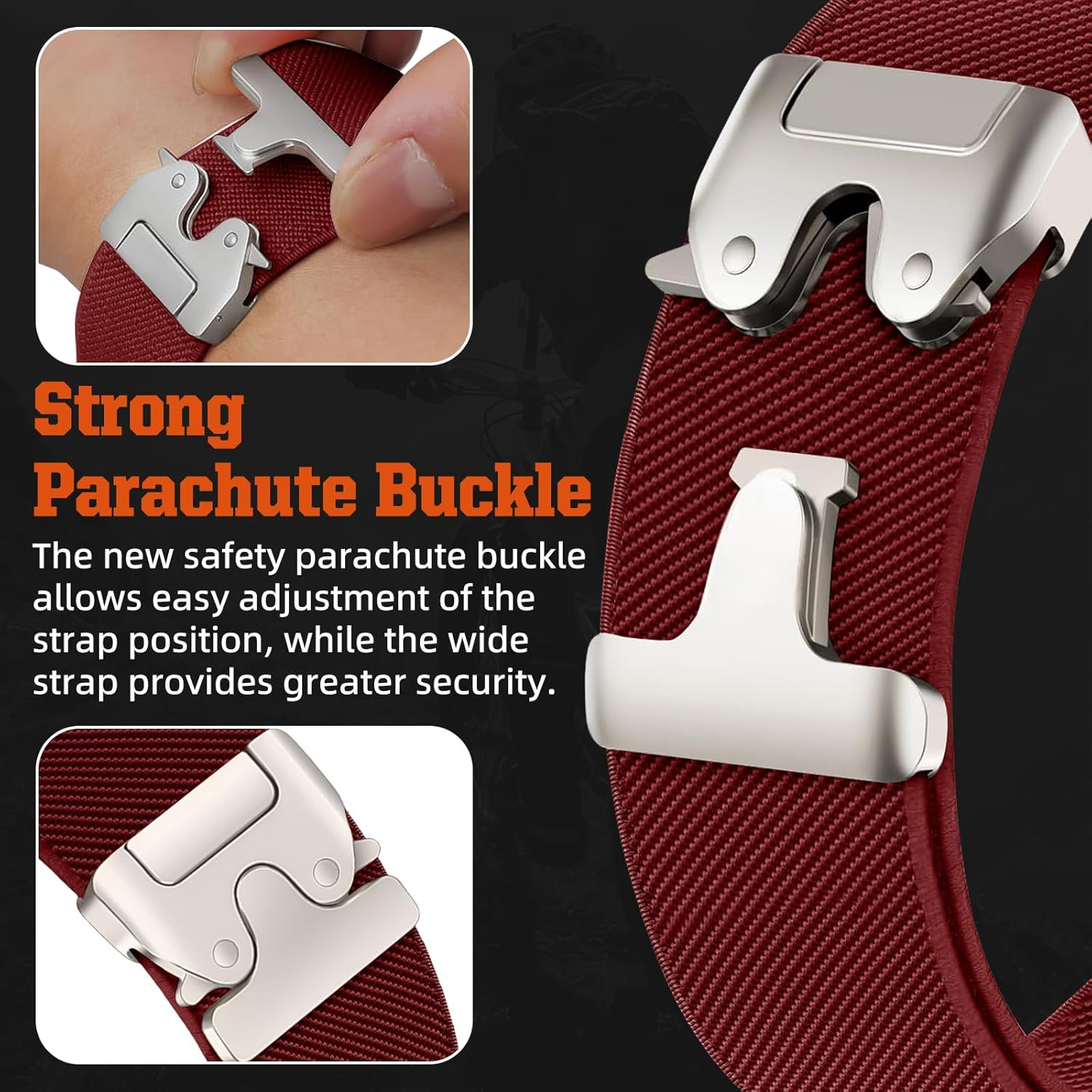 Hinnwer 20 Mm 22 Mm Nylon Bracelet for Garmin Venu 4 45 Mm/Venu 3 45 Mm/Forerunner 570 47 Mm/265/255/255 Music, Elastic Sports Parachute Closure, Braided Band for Garmin Vivoactive 4 image number 7