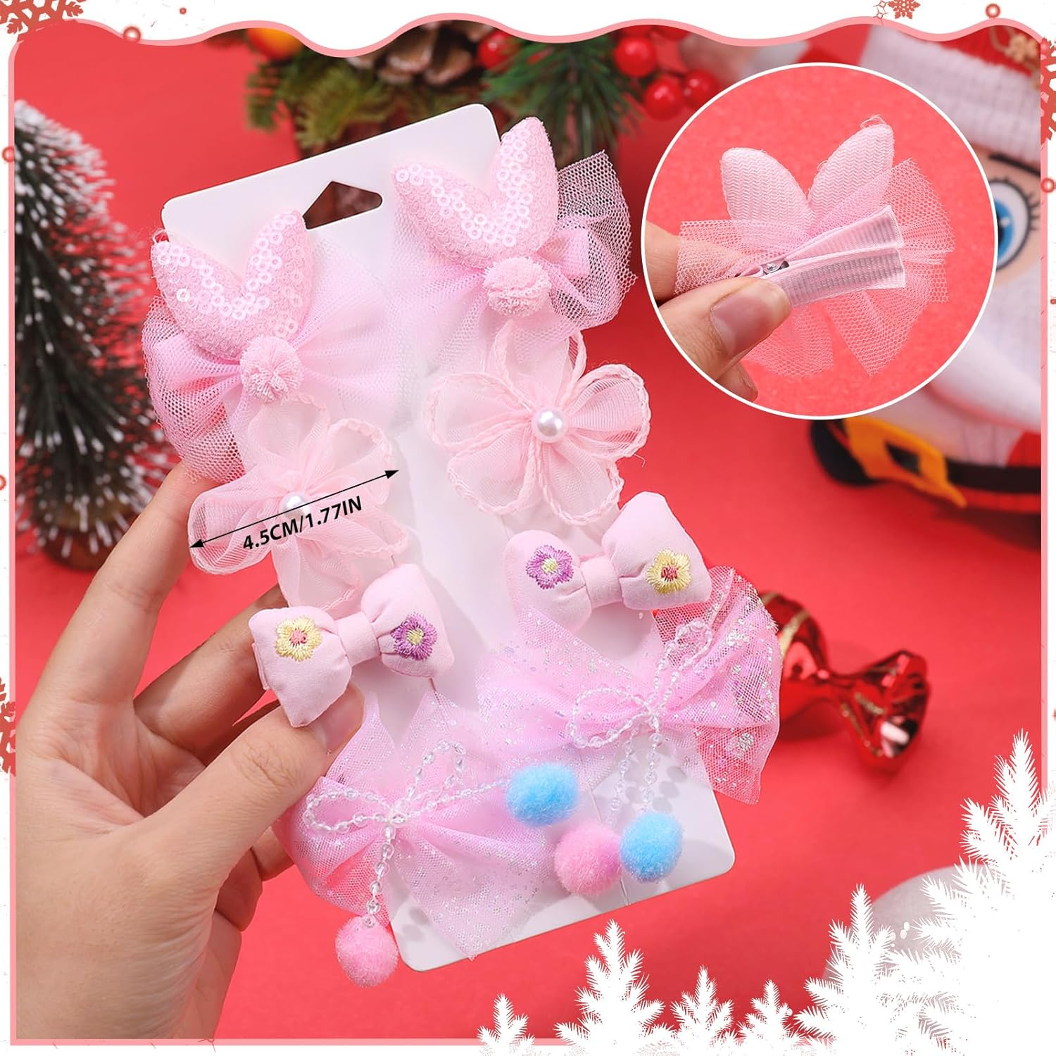 Dusaniyali Pack of 38 Flower Hair Clips Girls - Cute Hair Clips Set Baby Hair Bows with Flowers, Bows for Baby and Children, Pink Hair Accessories for Girls image number 5