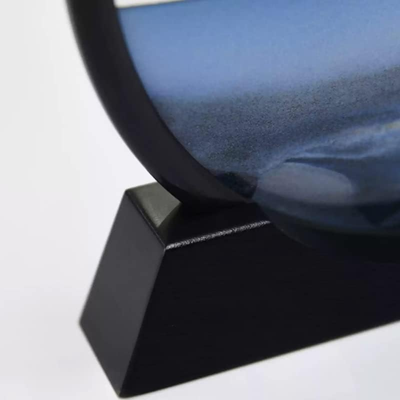 Moving Sand Art Picture round Glass Quicksand Painting 3D Deep Sea Sandscape, Decorative Artwork, 7.09X7.48 Inches - Green image number 3