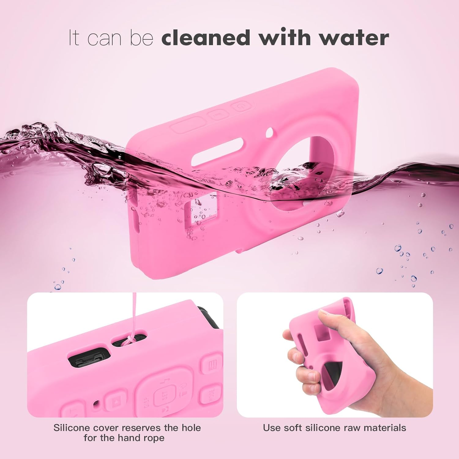 EUGOOCX Silicone Camera Case Compatible with Kodak PIXPRO FZ55, Soft Silicone Cover Anti-Scratch Digital Camera Protective Sleeve (Pink) - Gray image number 5