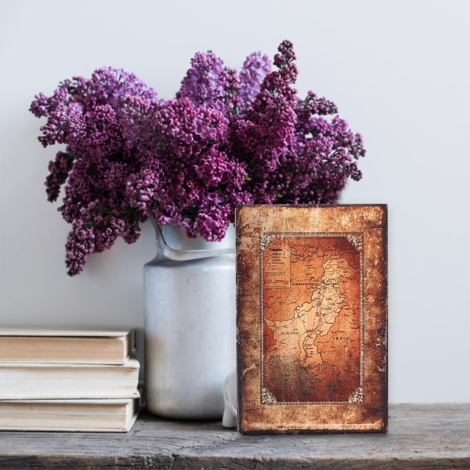 Vintage Book Shaped Box Small Size Decorative Storage Organizer Simulation Book Box Home Ornament Vintage Nautical Map Design image number 3