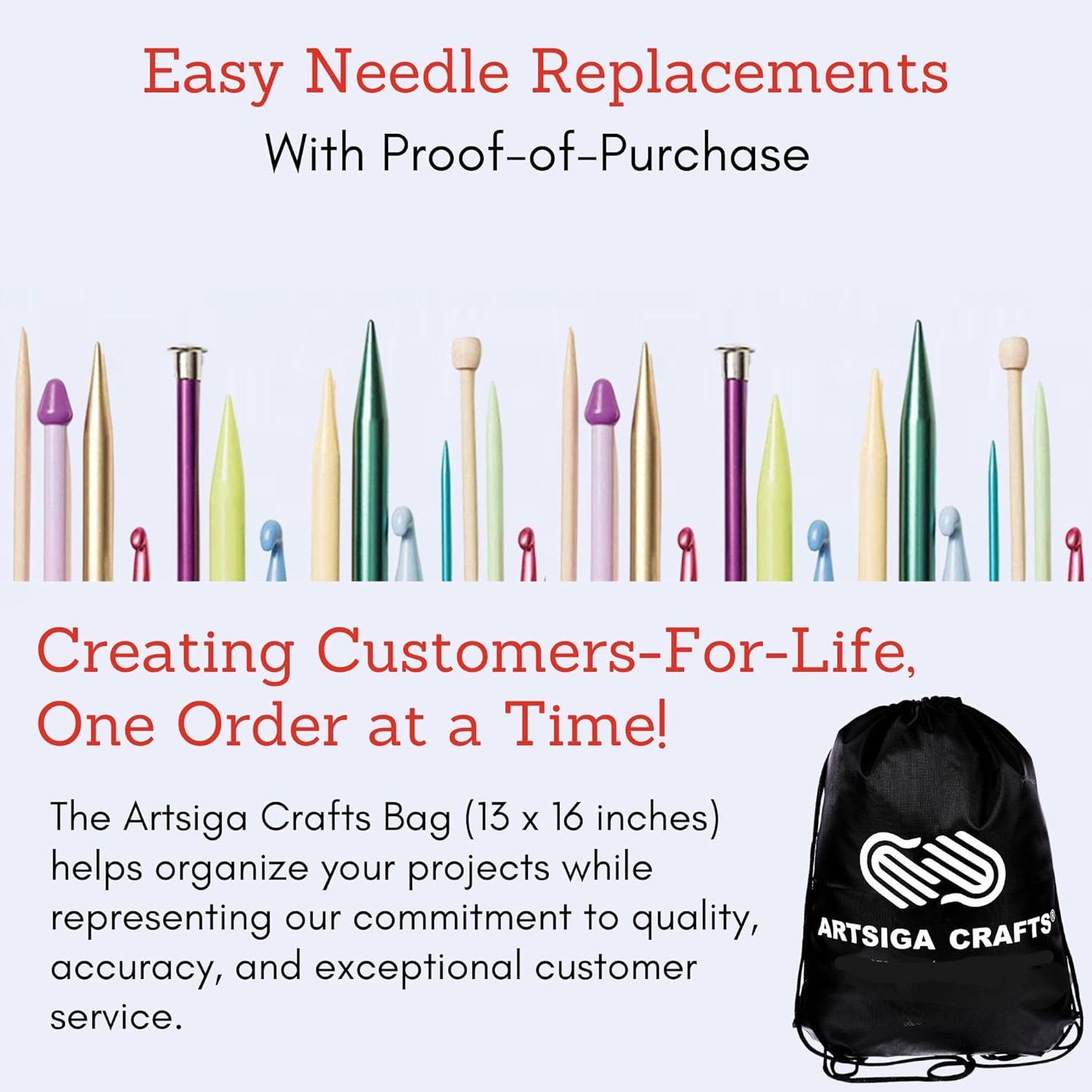 Chiaogoo Twist Red Lace Shorties 3-Inch Large Yellow 7230-L Interchangeable Knitting Needle Set, US 9, 10, 10.5, 11 Stainless Steel with 3 Swiv360 Cables Bundle with 1 Artsiga Crafts Project Bag