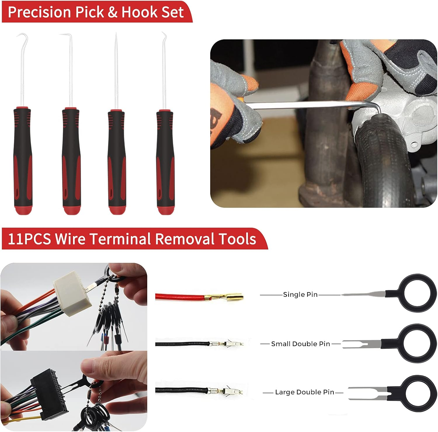 Trim Removal Tool Kit, Wetado 203 Pcs Fastener Remover Door Clip Remover, Car Panel Door Removal Tool Set, Auto Clip Plier Stereo Removal Tool, Auto Push Pin Bumper Retainer Clip with Storage Bag -Red image number 1