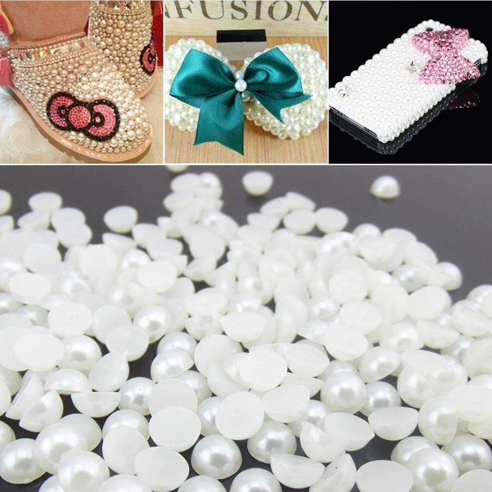YSHIGUING 990 Pcs Self Adhesive Pearl Stickers,Flat Back Pearls Sticker for Face Beauty Makeup Nail Art Cell Phone DIY Crafts Home Decor Scrapbooking Embellishments, 2Mm/3Mm/4Mm/5Mm (White)