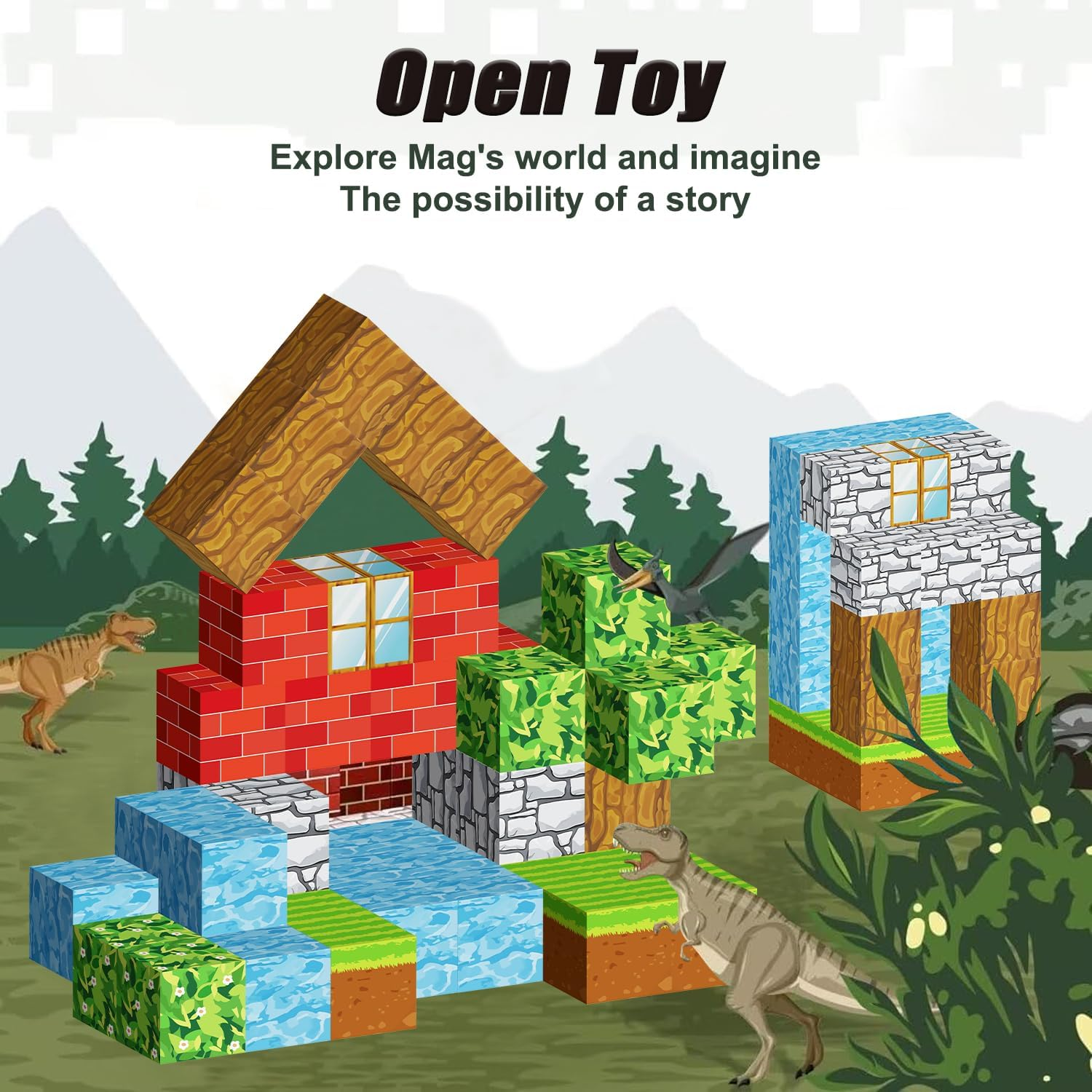 Magnetic Blocks Cubes 48PCS for Boys & Girls Age 3-4 4-5 6-8,STEM Montessori Sensory Toys for Toddlers for 3+ Years Old, Magnetic Construction Toys image number 4