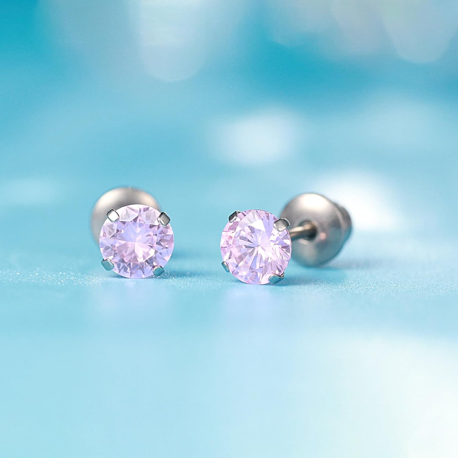 Limerencia Hypoallergenic G23 Implant Grade Titanium Screw Back Earrings Tragus 20G Helix F136 Piercing Post for Sensitive Ears Simulated Diamond Cartilage