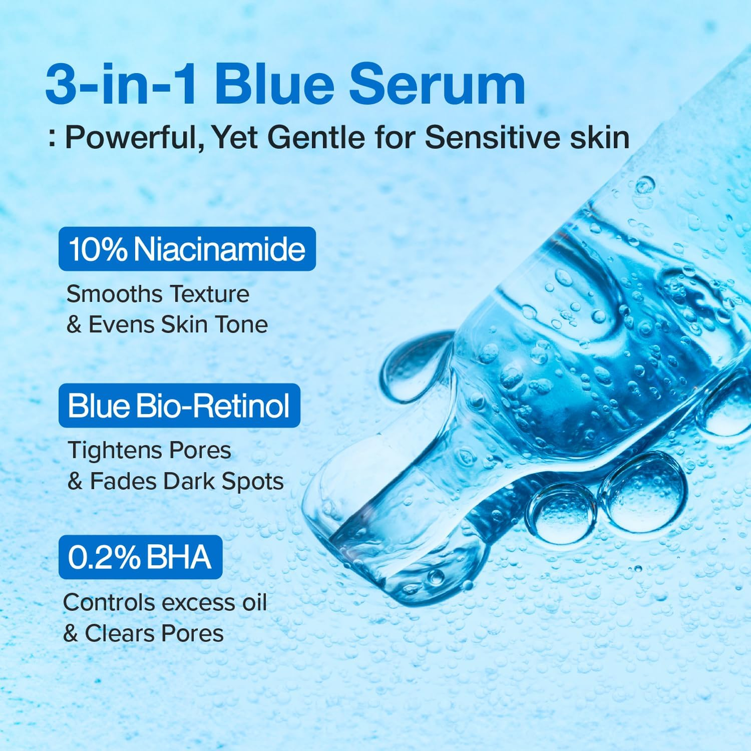 Numbuzin No.3 Serum | Blue Retinol Pore Refining Serum | Pore Tightening, Firming, Anti-Aging, Korean Skincare | Niacinamide, Peptide, Salicylic Acid (BHA) | Beginner-Friendly Retinol | 1.01 Fl.0Z image number 5