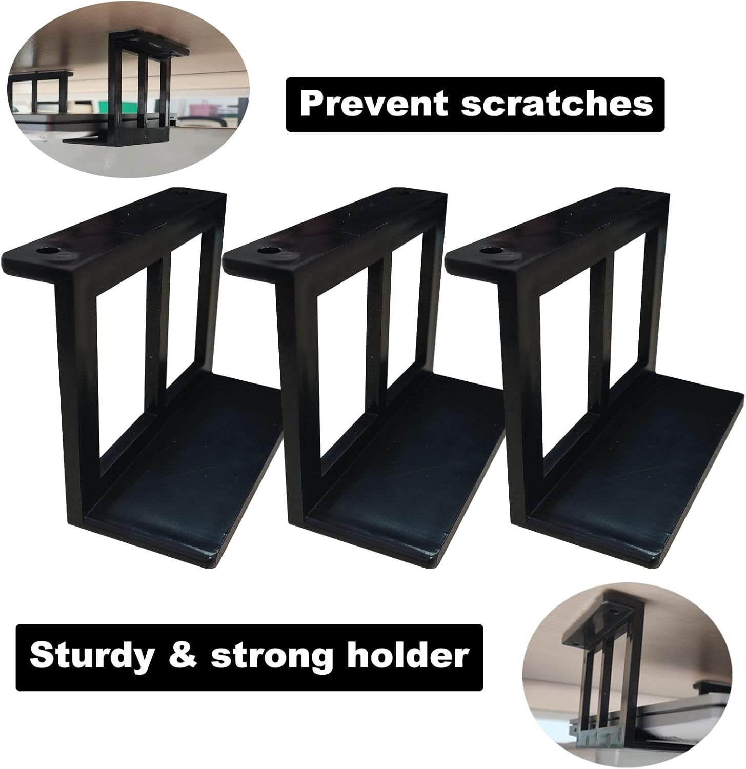 PIAOLGYI under Desk Laptop Holder Mount with Screw,Bracket Devices Upto 2.7" under Desk Mount for Ps4,Xbox Series S,Xbox One S,Cable Box,Laptop & More(Plastic) image number 4