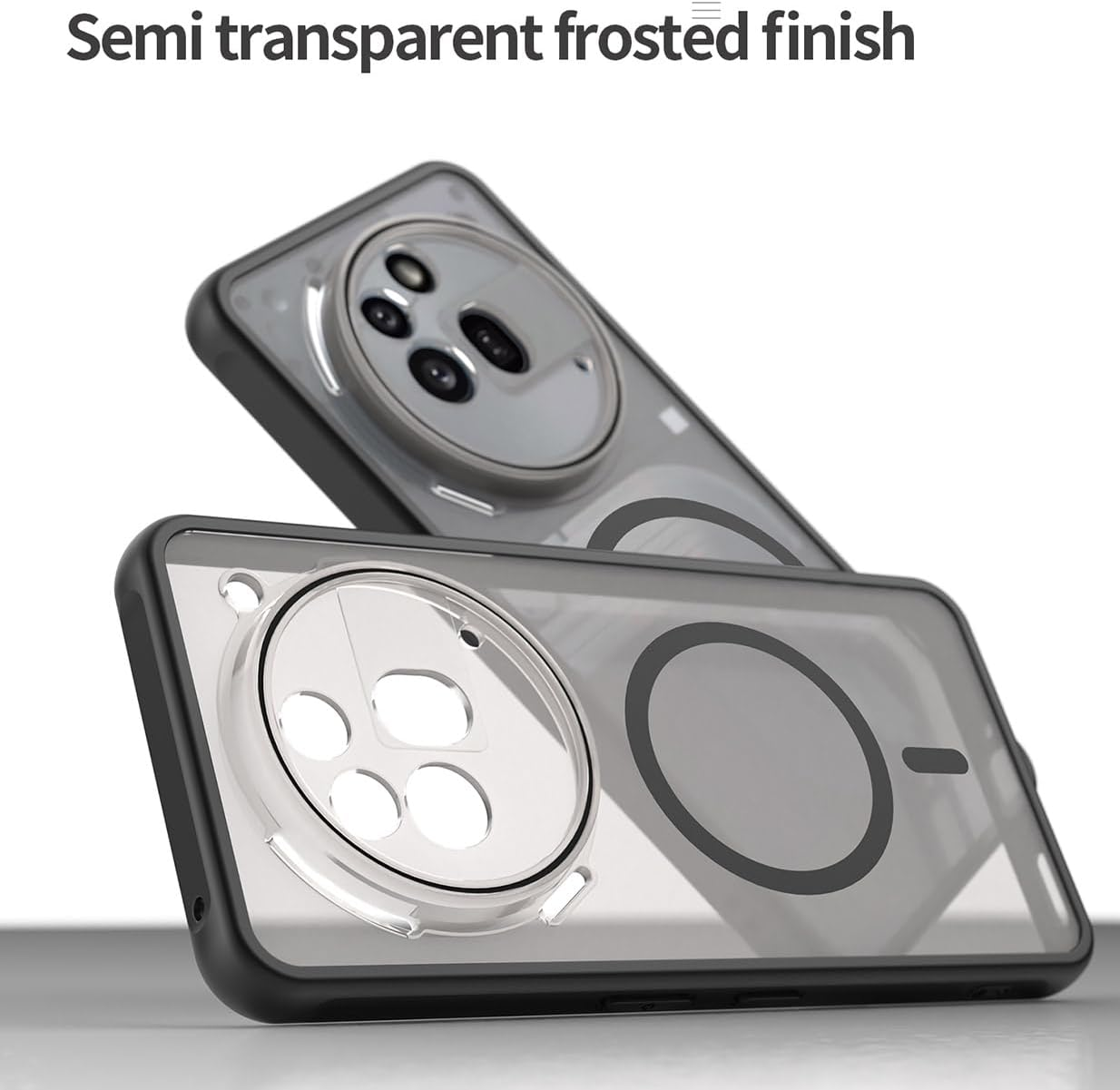 UPLAI Case for Nothing Phone (3A) Pro, Slim Shockproof Magnetic Mobile Phone Case, Premium PC + TPU Silicone Bumper Stylish Translucent Frosted Matt Protective Case Black image number 1