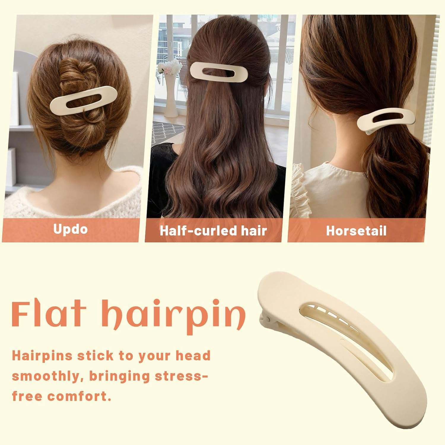 Xanthelle Hair Clips Ladies, 5 Pack Flat Hair Clips, Medium Hair Clips, Hair Clip for Thin Hair, French Hair Clip & Hair Clips Ladies image number 4