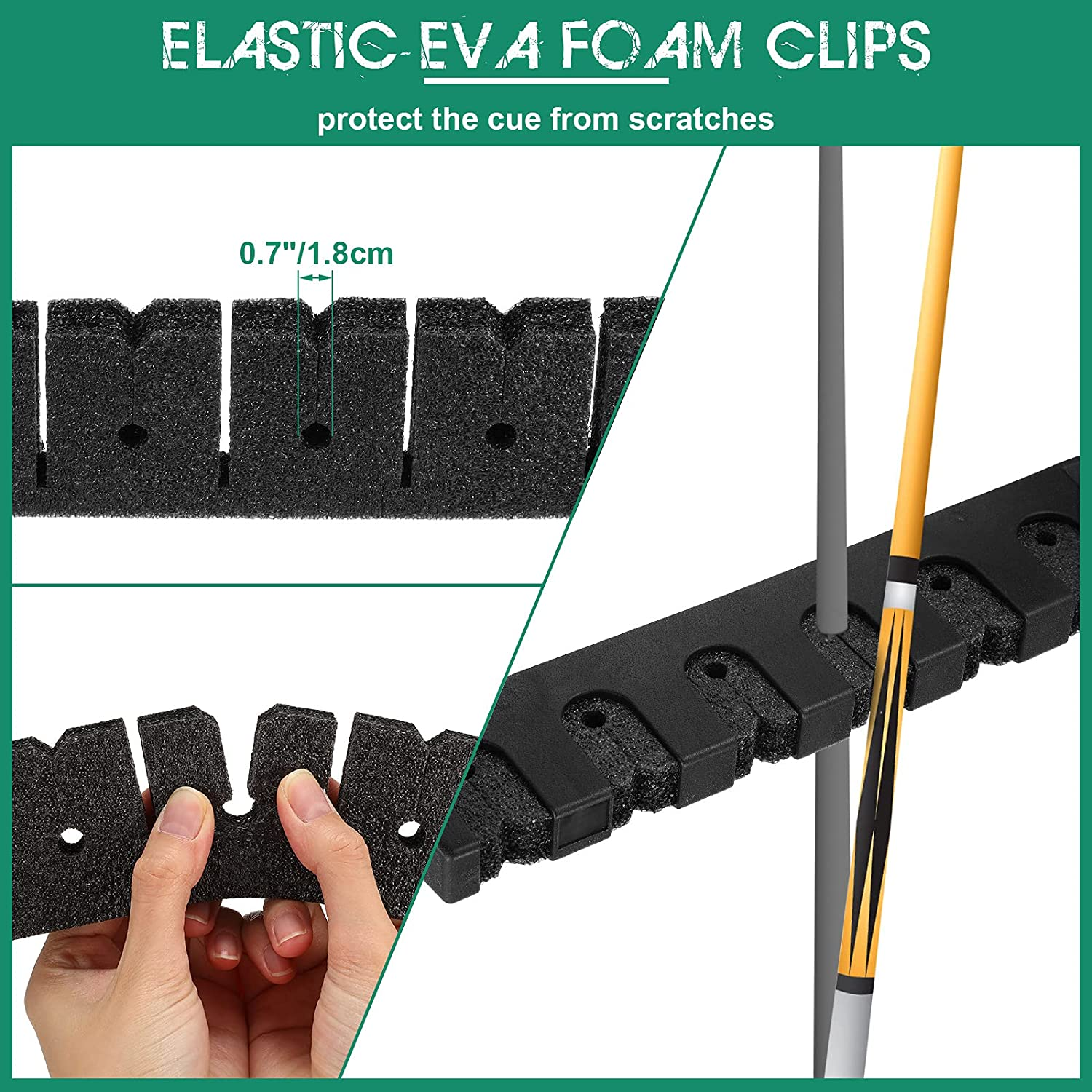 Skylety 2 Pieces Pool Stick Holder Pool Cue Rack for 6 Cue Wall Mounted Table Stick, Balls Billiard Table Accessories for Game Room Bars Clubs Billiard Players image number 6