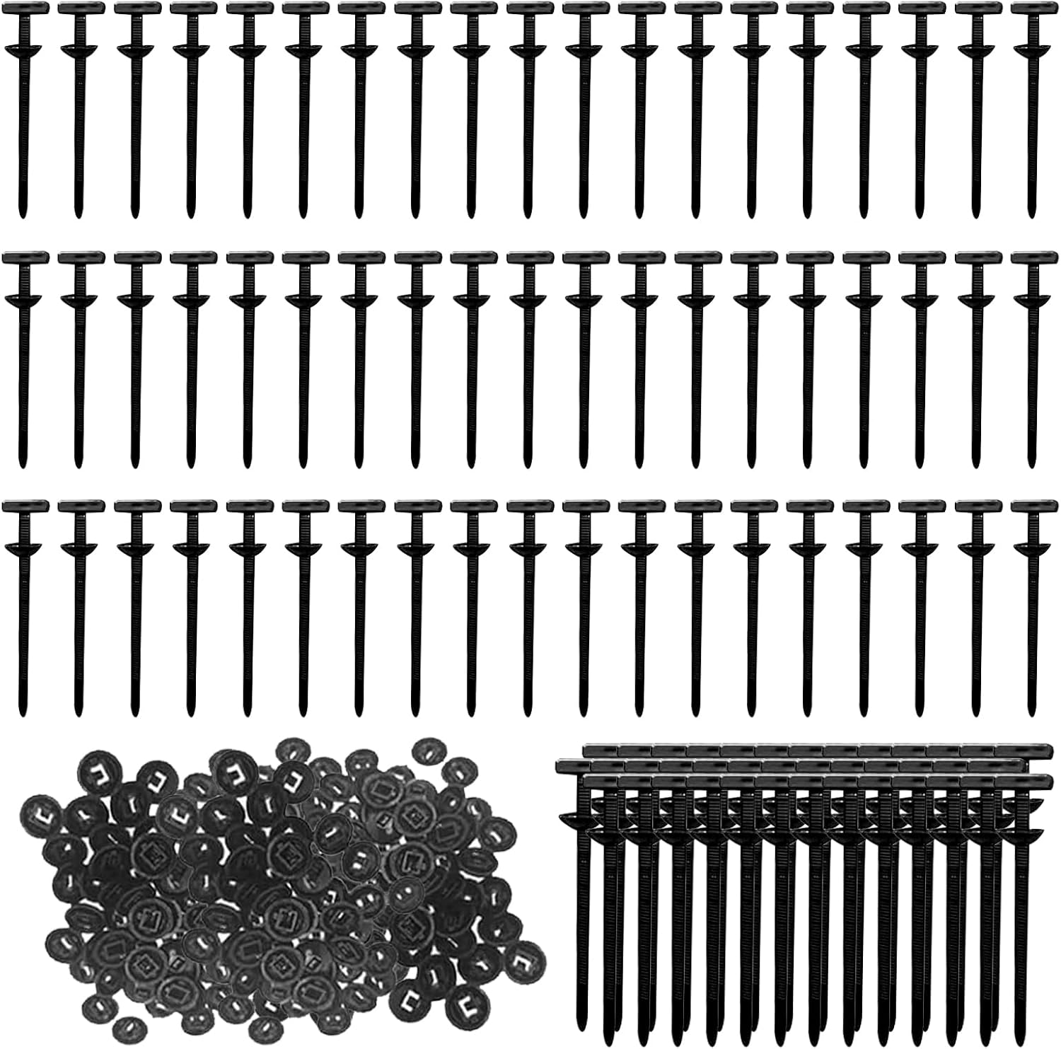 50 Pcs Nylon Universal Cable Tie Buckle, Zip Tie Rivets Holder for Repairing Car Home Garage Machine, Multipurpose Black Plastic Self-Locking Heavy Duty UV Resistant Automotive Fastener for Auto Fix