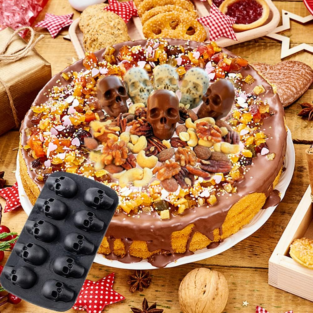 Silicone 3D Skull Ice Cube Tray - Black Skull Shaped Mould for Cocktails and Beverages image number 2