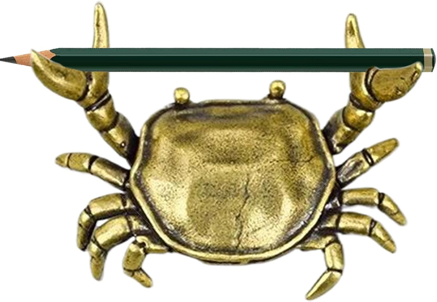 Arrovarp Cute Pen Holder for Desk - Weightlifting Crab Brass Statue Pen Rest - Unique Pen Storage Rack, Home Decor Animal Sculpture for Placing Desks, Bookshelves, Display Cabinets