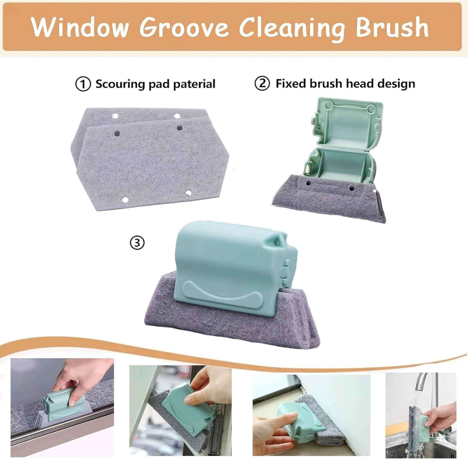 Wakouter Crevice Cleaning Brushes, 11 Pcs Multifunctional Gap Cleaning Scrub Brush, Cleaner Scrub Brush Tool for Tight Space, Cleaning Supplies for Bathroom,Faucets, Kitchen, Toilet, Window image number 4