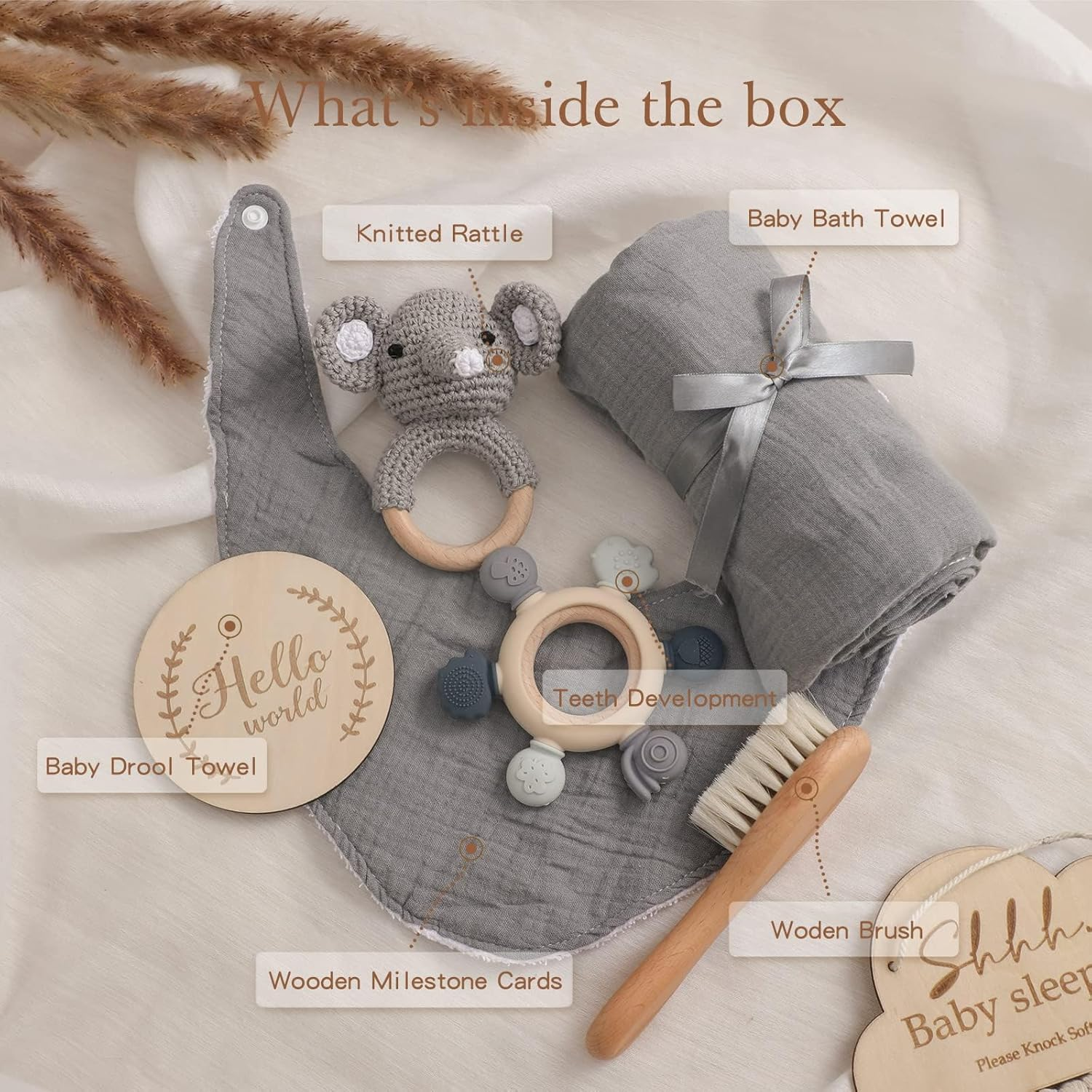 Baby Gift Set for Newborn New Baby Gift Set - Newborn Infant Essentials Kids Bath Set with Babies Blanket Rattle - New Born Girls Gift & Boy Gifts for Infant Shower(Elephant)