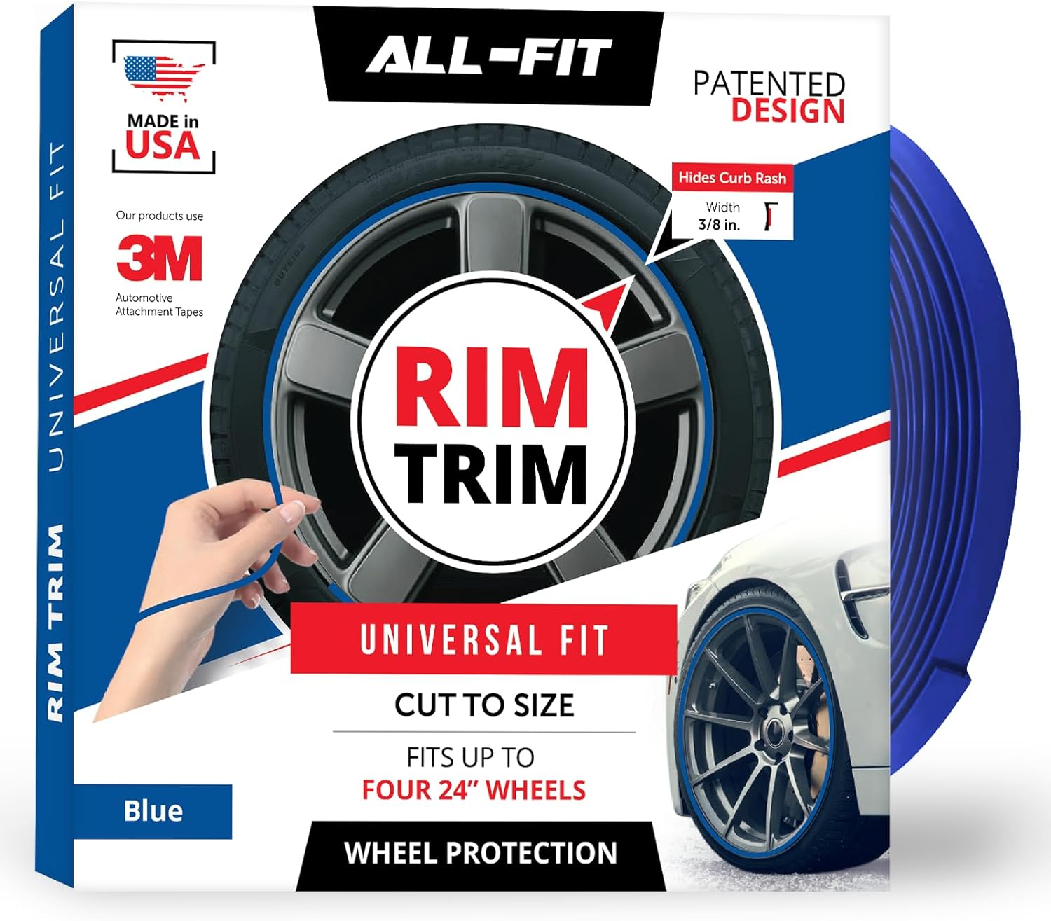 All-Fit Rim Trim Wheel Protection Strips for Curb Rash and Wheel Scratch Prevention &ndash; Made in the USA &ndash; Universal Fit (Pink)