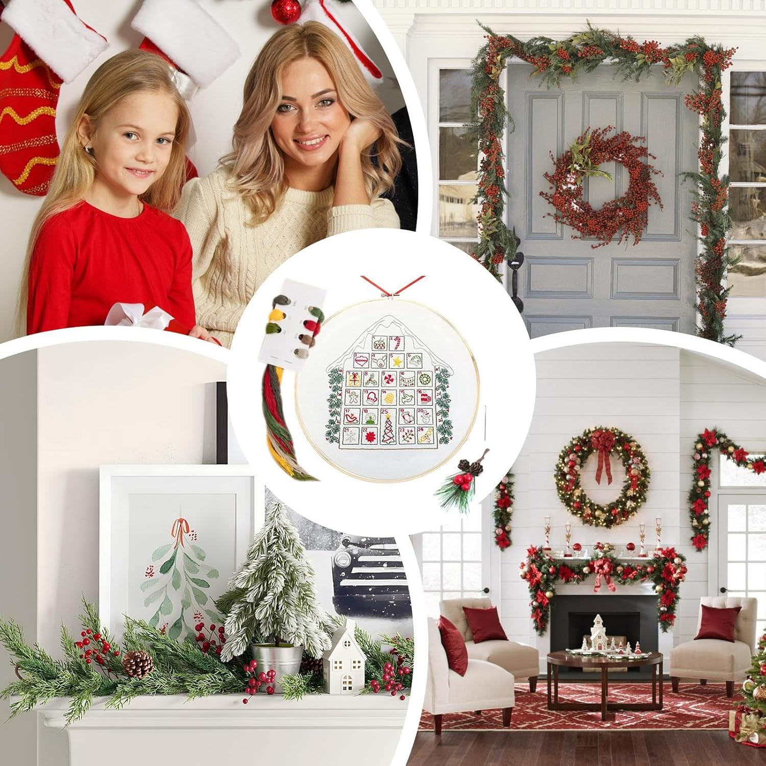 Christmas Embroidery Advent Calendar - Advent Calendar Kit,Making Kit Fabric Embroidery Kit for Arts and Crafts for Kids Wall Christmas image number 6