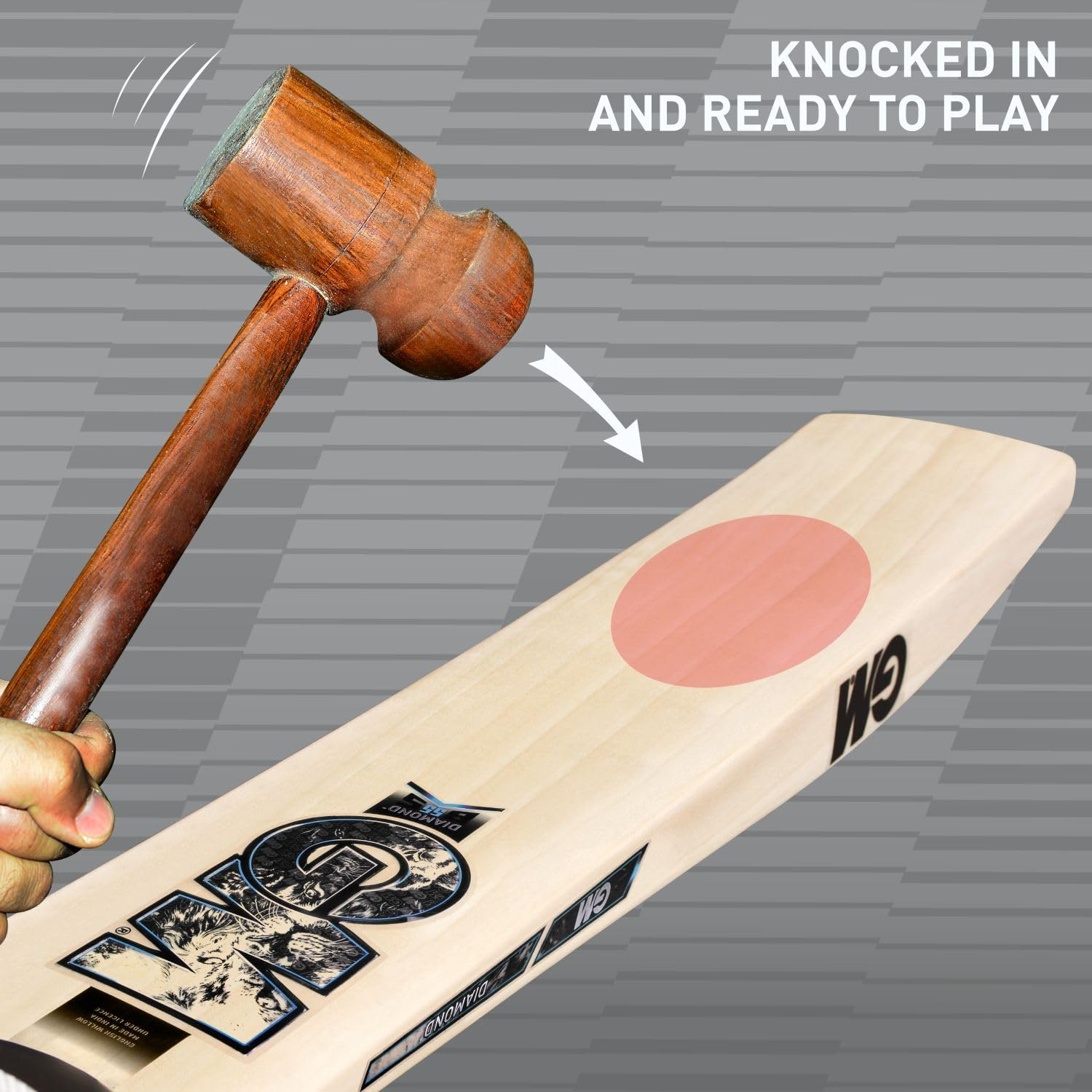 GM Diamond Maxi English Willow Cricket Bat for Men and Boys with Grained Tape on the Face | Size-3 | Free Cover image number 6