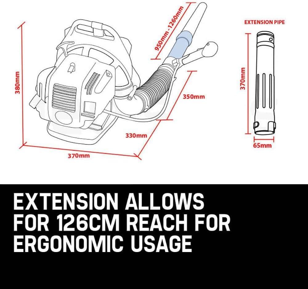 MTM Petrol Backpack Leaf Blower 500Ml Fuel Tank 30Cc 2-Stroke Commercial Blower and Extension Kit, BPX635 image number 4