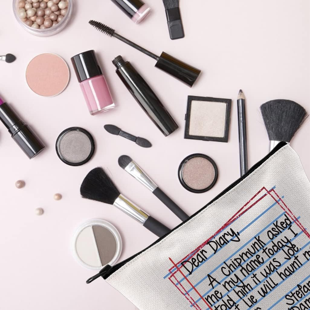 TSOTMO Vampire Damon Gift Salvatore Brothers Vampire Fans Gift Vampire Fandom Zipper Cosmetic Bag, Beige, Dear Diary image number 3