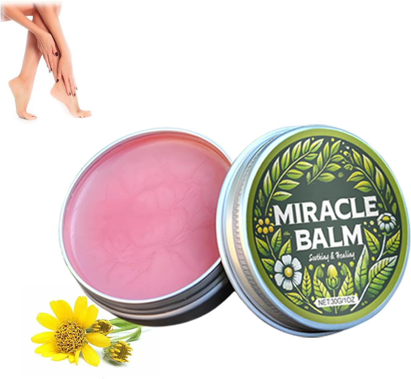 Miracle Balm, Soothing Cream for Back Feet and Body, Herbal Comfort Cream for Relaxed Support Natural Vitamin E, Moisturizing and Suitable for All Skin Types, Gentle and Skin-Friendly (1PCS)