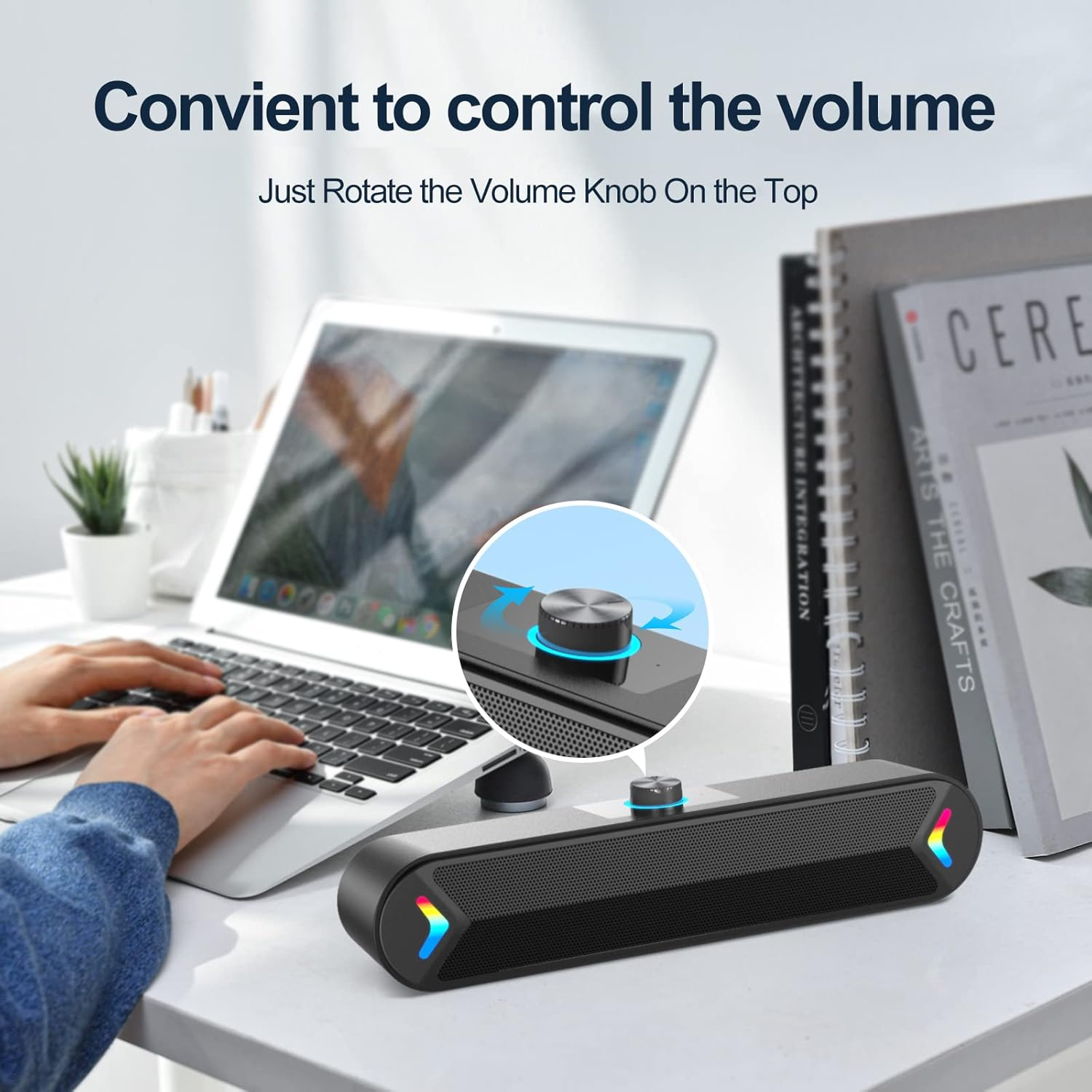 LENRUE Computer Speakers,Wired Usb-Powered PC Speakers with 10W Stereo Sound,Sound-Bar Speakers for PC Desktop Computer Laptop Monitor image number 3