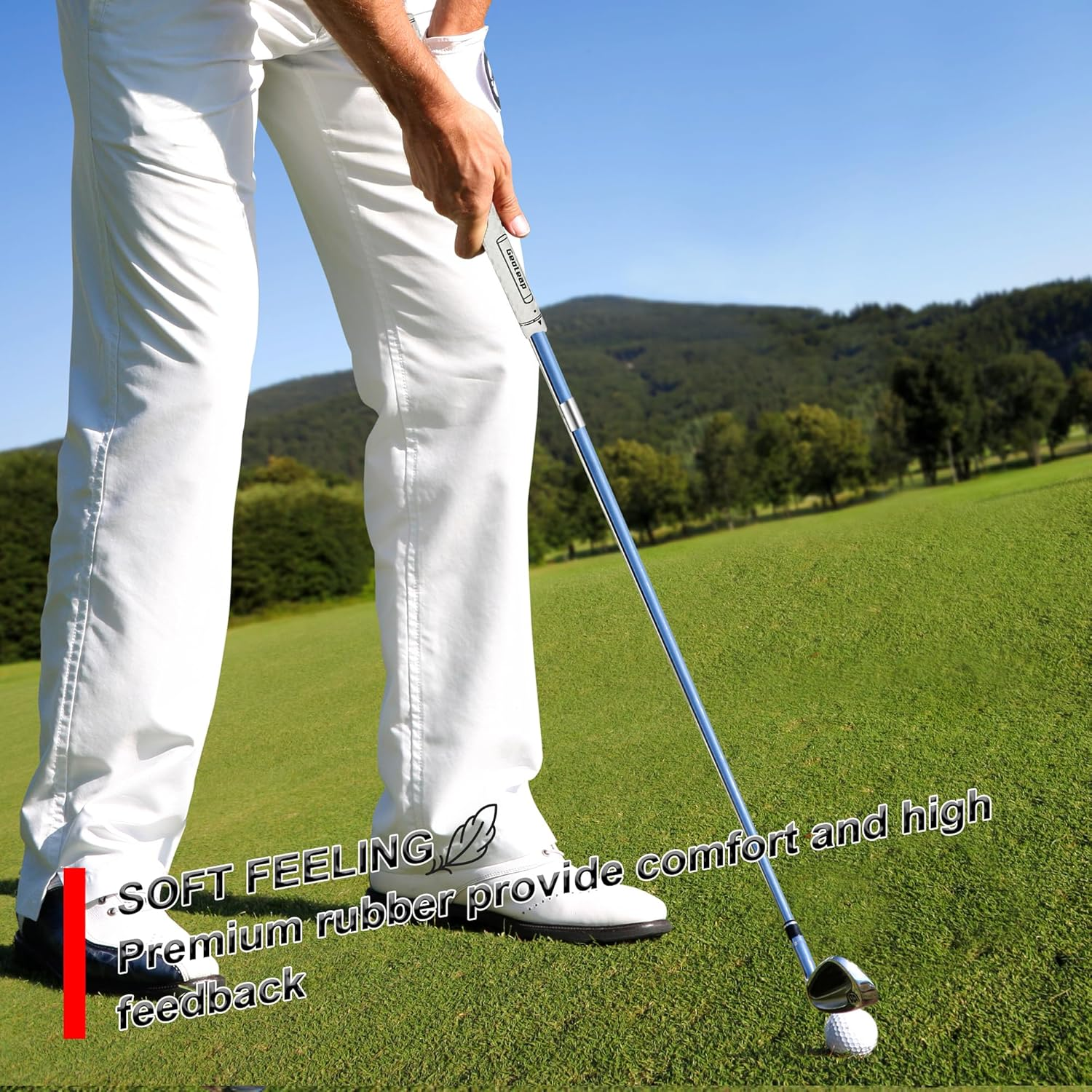 Geoleap Golf Grip Set of 13- Grips with 15 Tapes and Grips with All Repair Kits for Choice,Memory Point Assists Hand Placement,Premium Rubber Golf Club Grips with Corrugated Textured Control Technology. image number 1