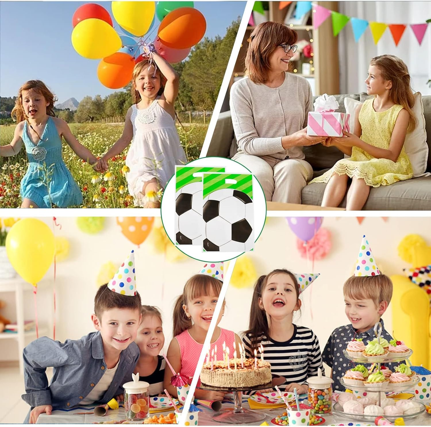 30 Pcs Football Party Bags, Kids Party Favor Bags, Candy Treat Bags, Gift Bags for Presents Sweets Snacks Cookies Souvenirs Birthday Wedding Christmas Baby Shower