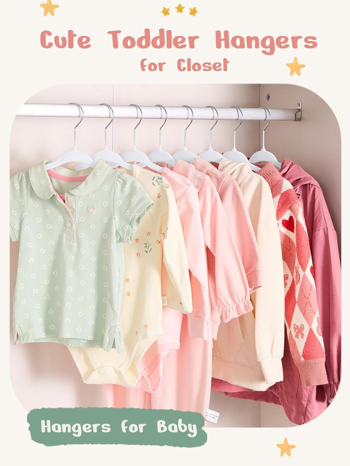 HOUSE DAY Velvet Baby Hangers 50 Pack, Premium Children'S Hangers for Baby, Infant & Toddler Clothes, Durable Non Slip Baby Felt Hangers White, 11 Inch Baby Hangers for Closet, Ideal for Everyday Use