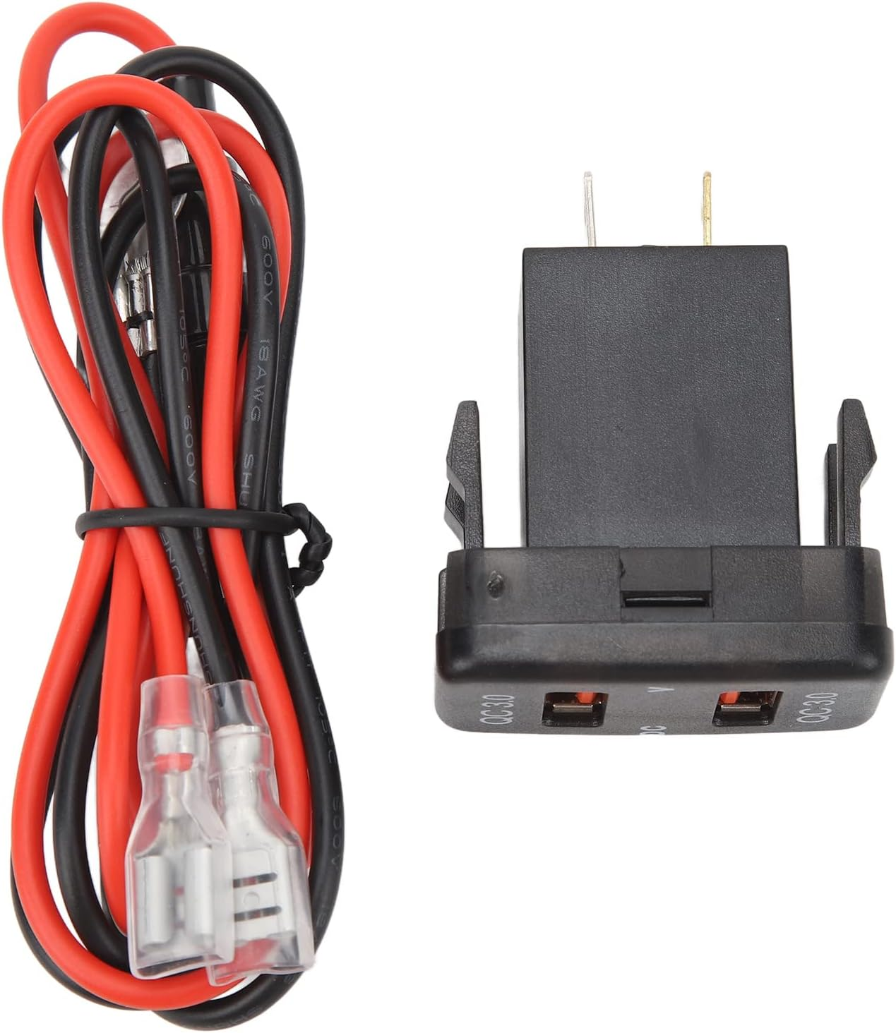 Dual USB Port Socket Car Power Adapter Overheat Proof LED Indicator QC3.0 Fast Charge DC 12V-24V for Hilux (1.57X0.87 Inch) image number 4