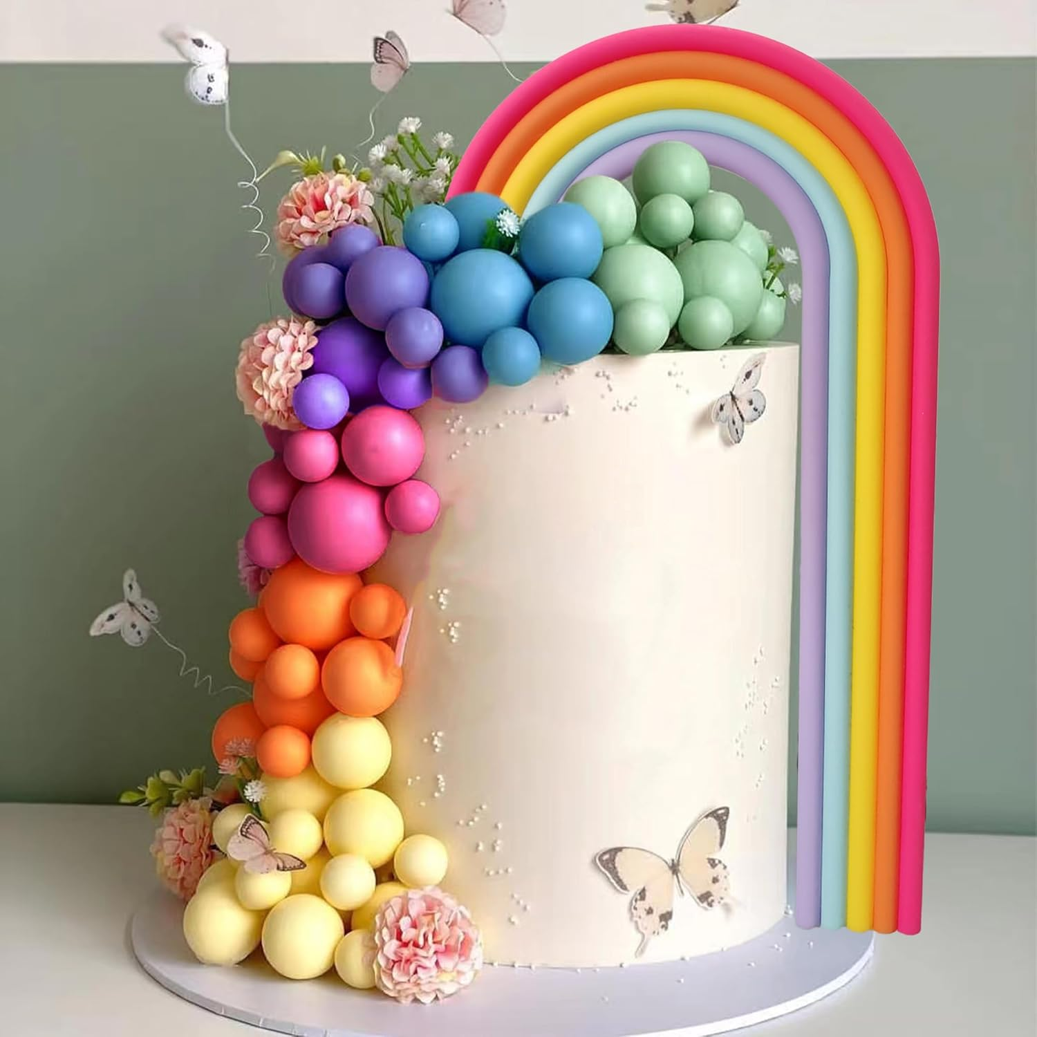 HAVAGDTM 28PCS Rainbow Cake Toppers Colorful Balls Decorations for Wedding Baby Shower Girls Boys Birthday Party Supplies (Colorful) image number 5