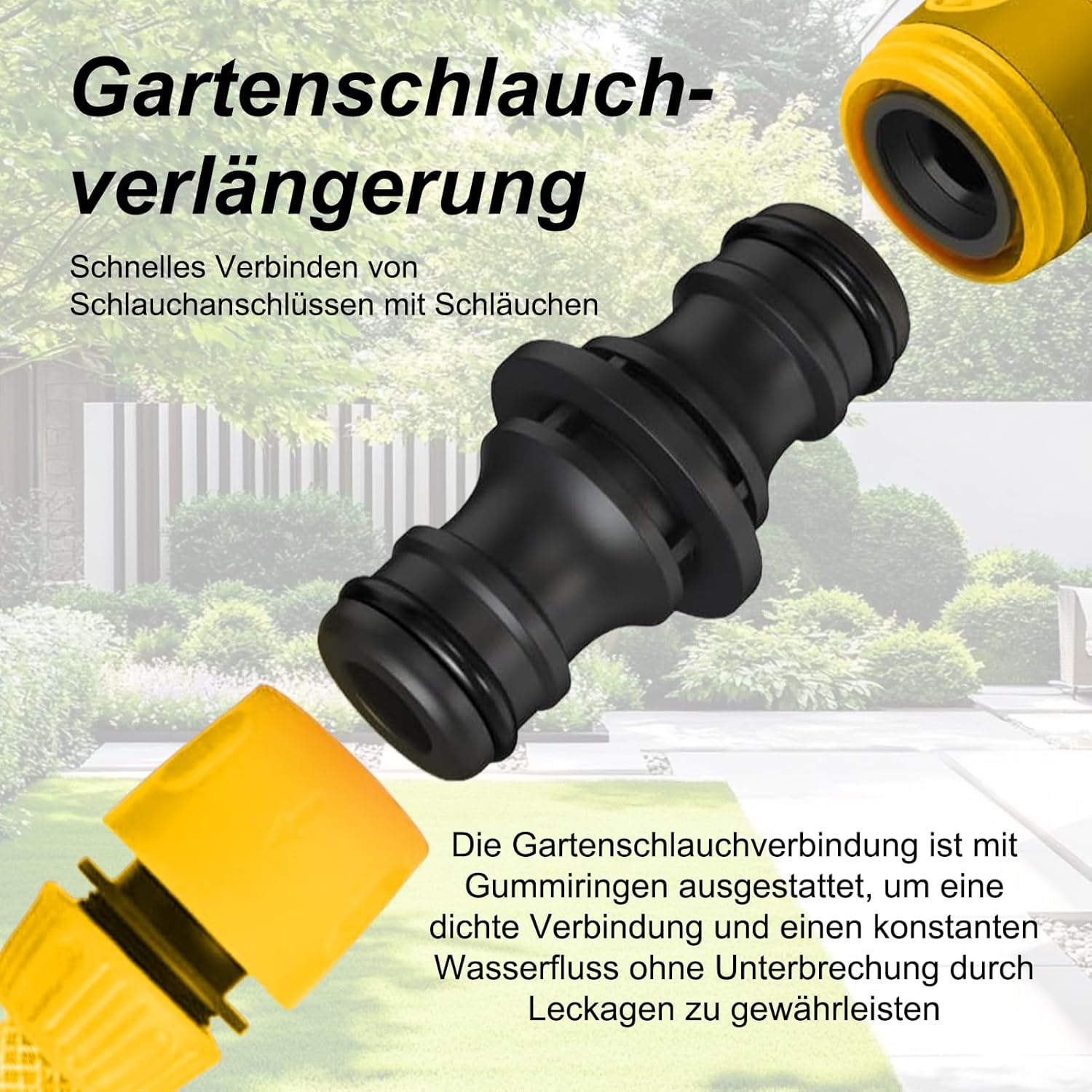 Gardena Hose Connector, Connection Part for Secure Hose Connection, Hose Connector, 1/2 Inch, Double-Sided Hose Coupling, for Garden and Home Hose, Black, Pack of 2 image number 6