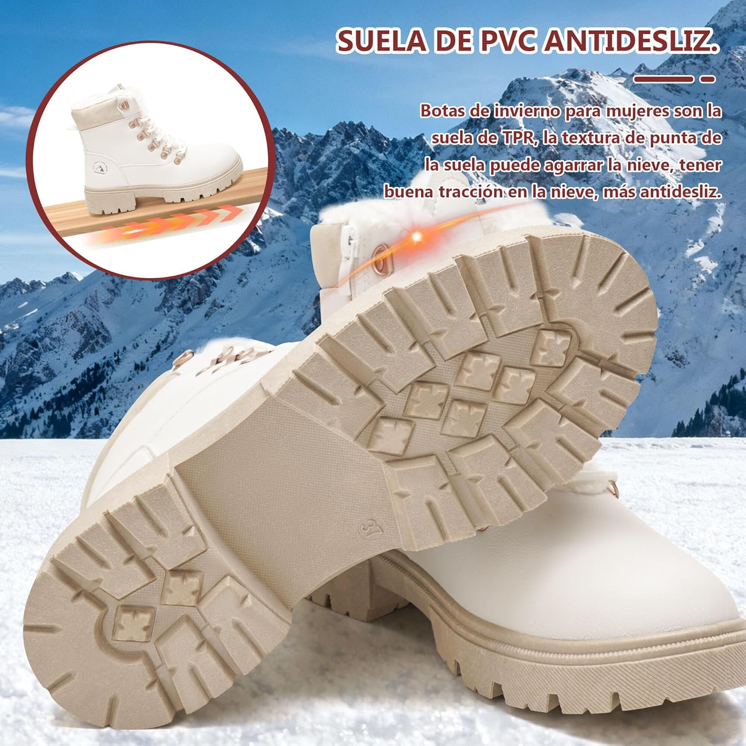 GLAMORA Women Snow Boots Waterproof Thermal Soft Fur Lining Non-Slip Warm Comfortable Winter Mountain Work Snow Boots