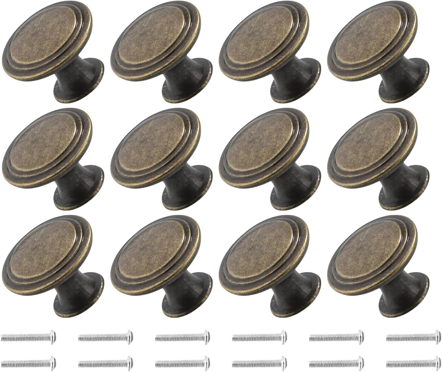 Tsunnee Vintage Cabinet Knobs Antique Brass round Drawer Handles Kitchen Cupboard Door Hardware 30Mm 12PCS (Black)