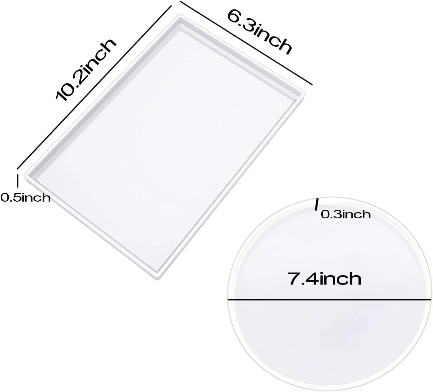 Weidllys 2Pack Large Resin Mold,Oversized Silicone Tray Molds for Epoxy Resin,Include Round,Rectangle Shaped Plate Molds for Resin Casting,Home Decorations Crafts