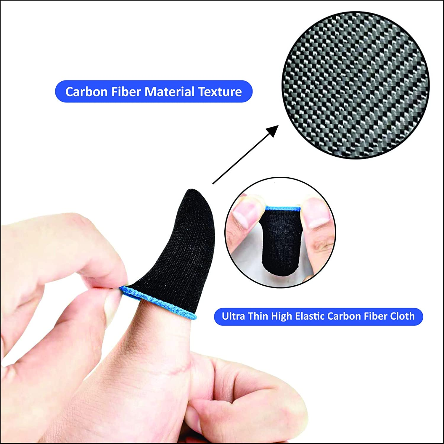 GENDA Mobile Phone PUBG Finger Sleeve, Finger Sleeves for Gaming, Anti-Sweat Thumb Sleeves, Breathable Professional Gaming Finger Gloves, Finger Sleeves Pack of 10 (Blue) image number 2