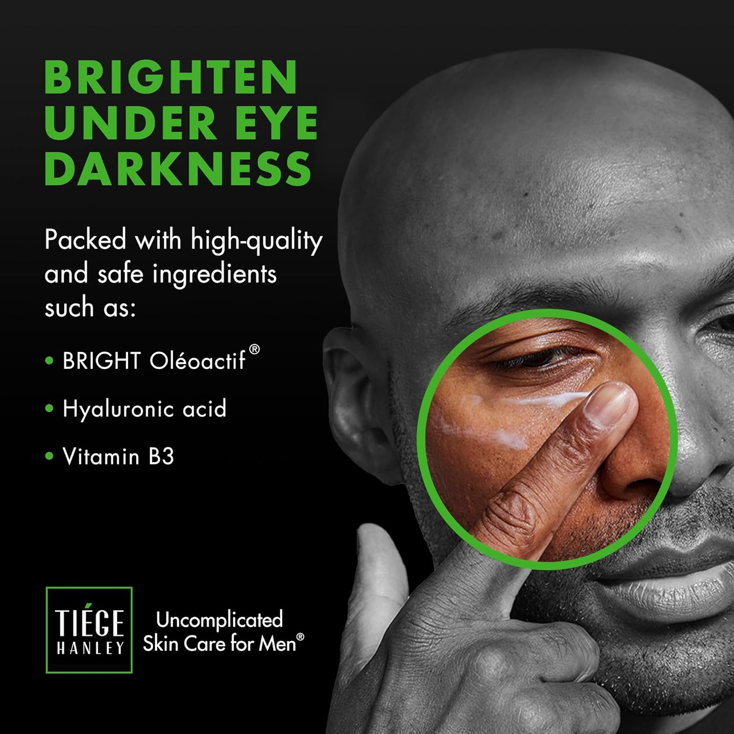 Tiege Hanley Eye Cream for Men, Morning and Night under Eye Cream with Hyaluronic Acid and Vitamin B3, Helps Reduce the Look of Dark Circles and Puffiness, anti Aging Men&rsquo;S Skin Care, 0.5 Oz