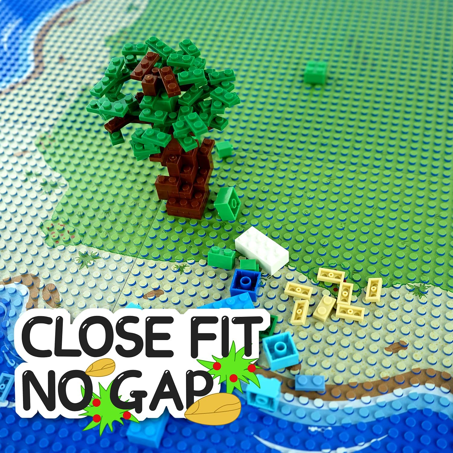 EKIND 2-Pack 10" X 10" Beach Base Brick Plate Compatible for All Major Brands, Scenes Baseplates for Grass Oasis, Pirates Sea and More Building Blocks Kids Toy (2 Straight) image number 2