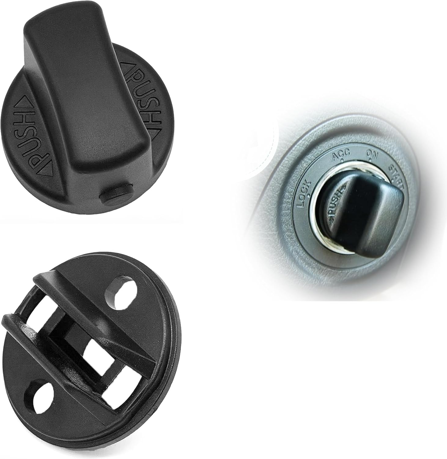 Ignition Key Knob Push Turn Switch,Lgnition Key Knob Push Turn Switch & Insert Set Compatible with Mitsubishi Lancer 2008-2017 Outlander 2007-2013 4408A167 4408A031-Keyless Start Ignition Button image number 2
