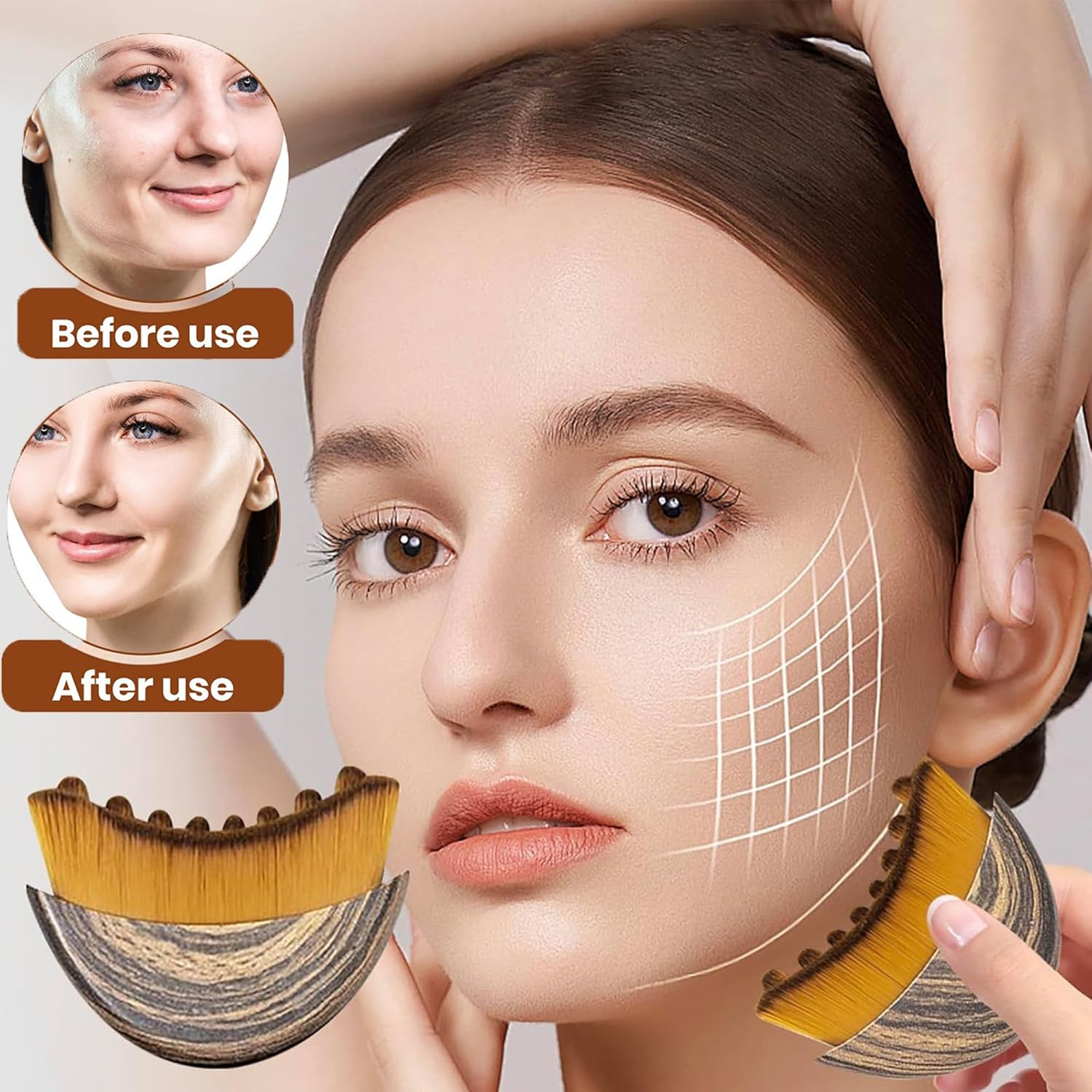 1PCS Lymphatic Contour Face Brush for Lymphatic Drainage & Facial Sculpting &ndash; Ergonomic Dry Face Massager for Jawline & Face, Helps Reduce Puffiness & Boost Skin Glow