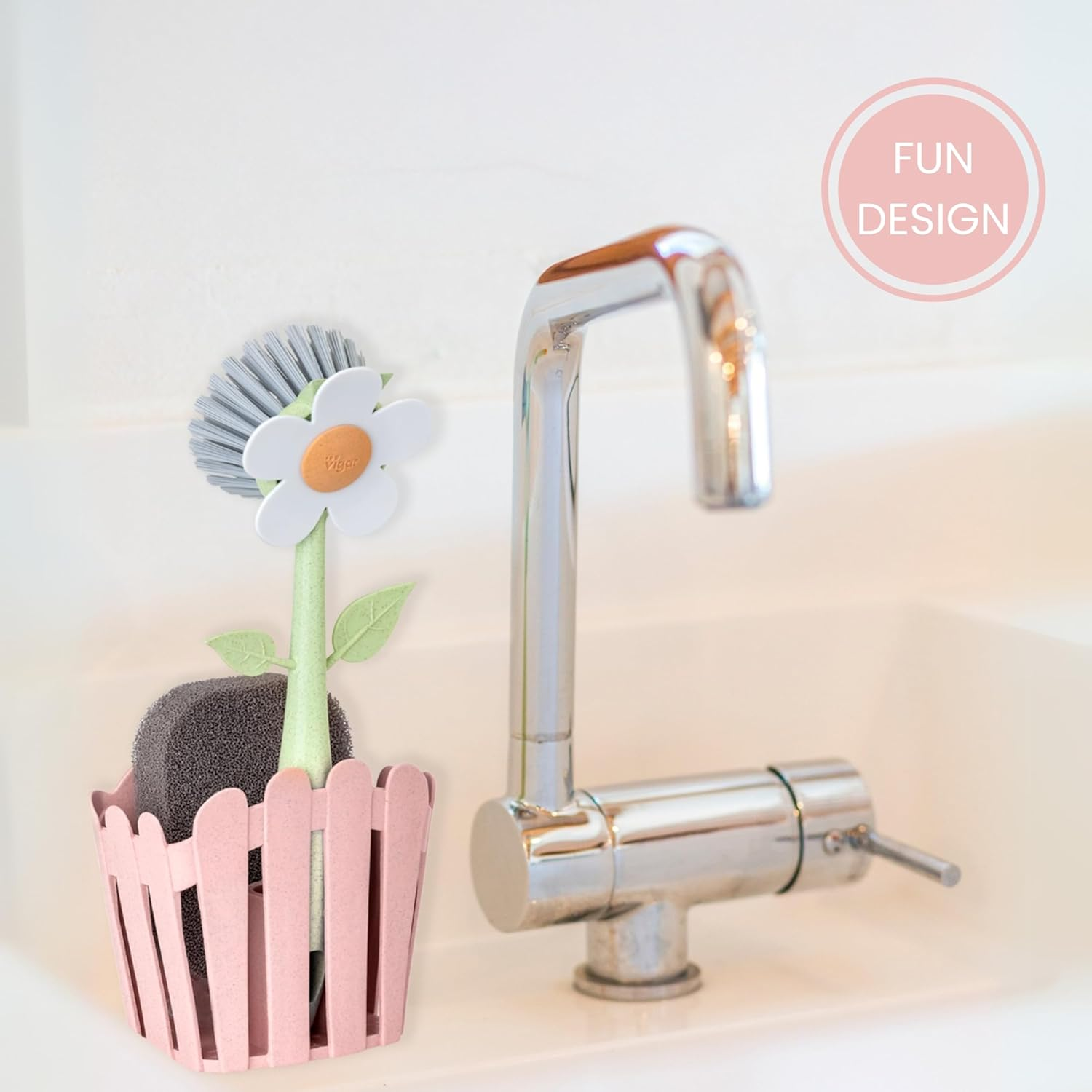 Vigar Fence Sink Set with Pink Florganic Suction Cup Set of 3 image number 3