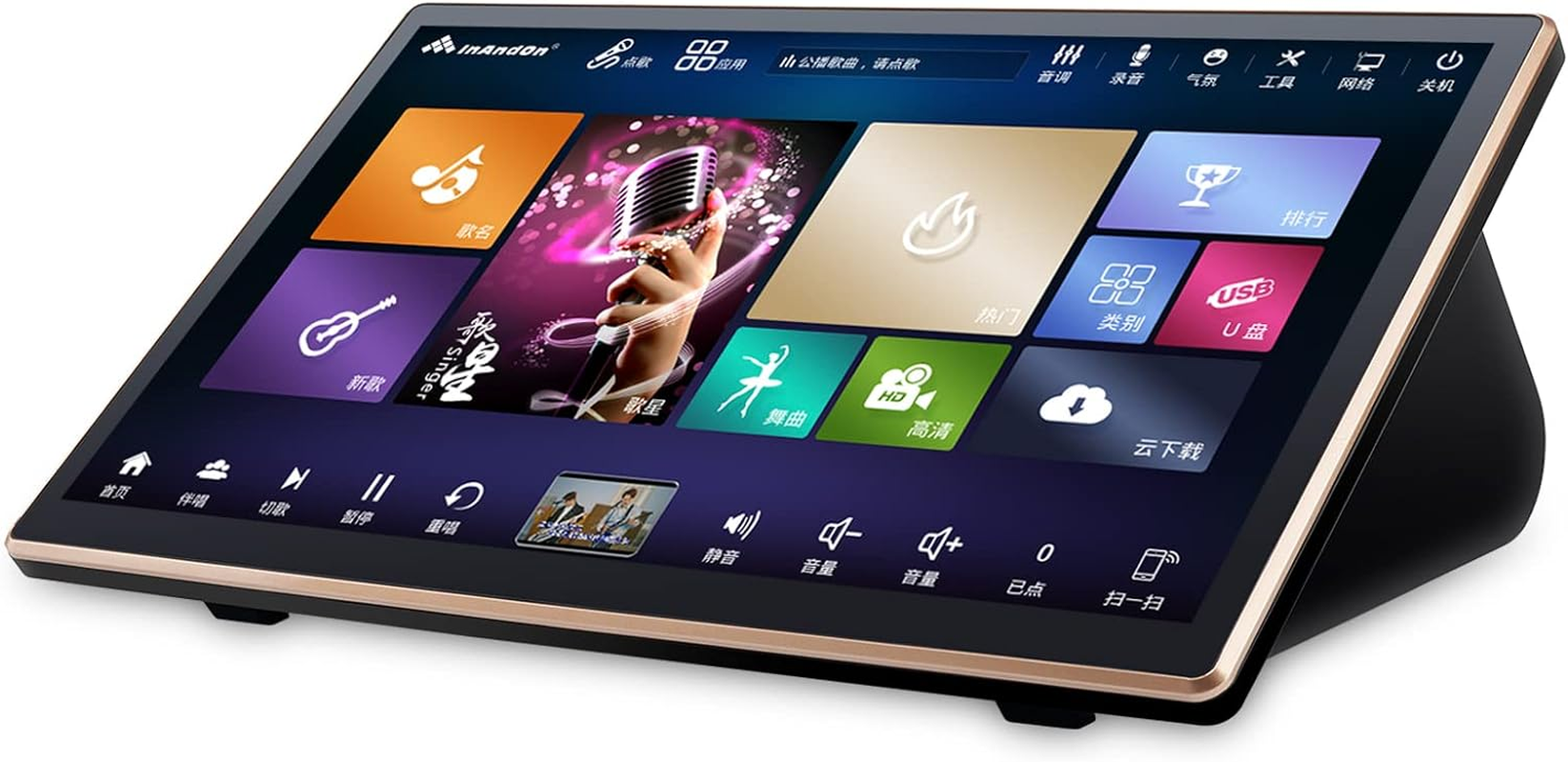 New Inandon Karaoke Player KD9MAX, 18.5 Inch Capacitive Touch Screen, 570K Cloud Song Library,Youtube Online Play Fit for Home Party Bar, 6T