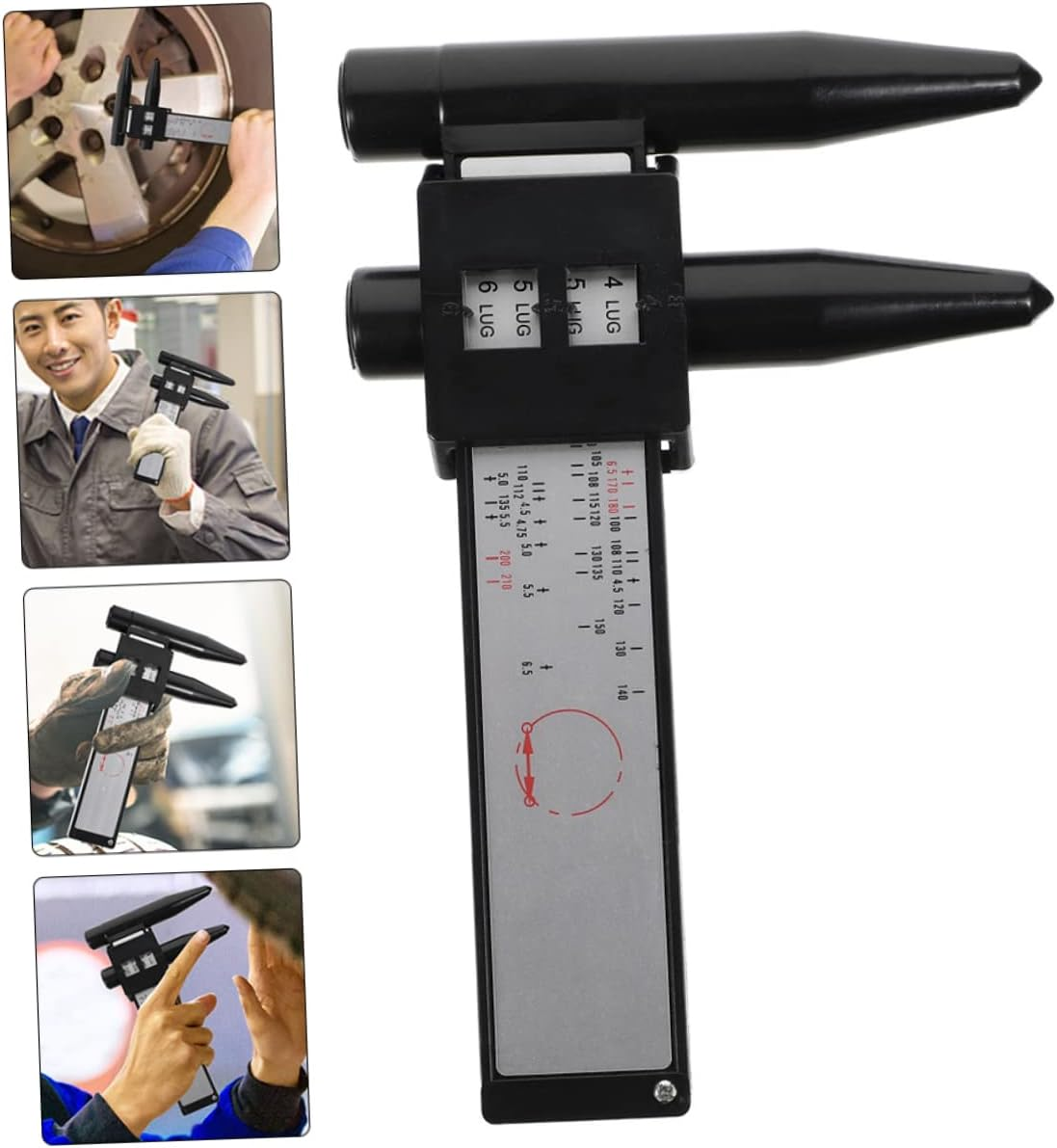 COOLHIYA Wheel Rim Gauge Ruler Vernier Calipers 8Lug Hub Pitch Measurement Tool for Car Wheels Equipment image number 1