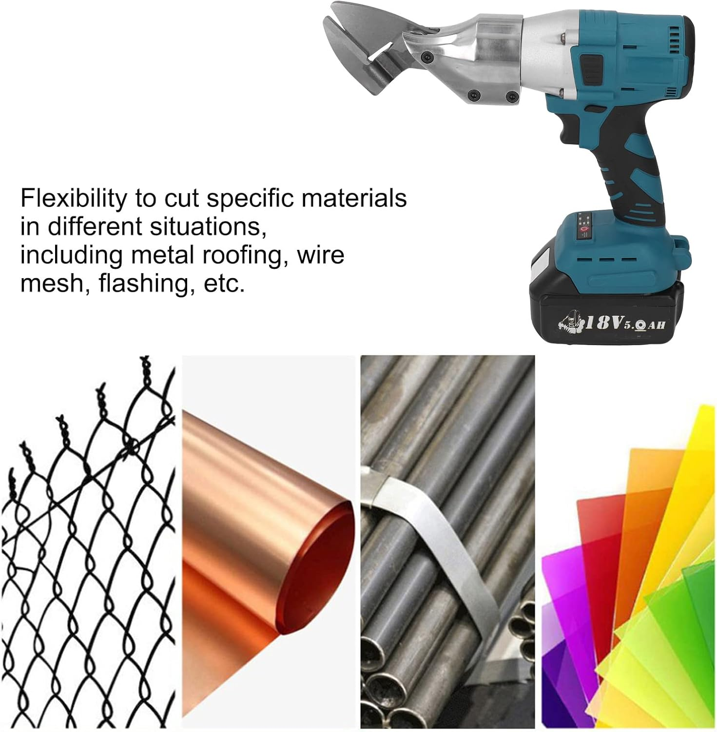 Electric Metal Shear, Cordless Electric Scissors Multifunctional 360&deg; Rotating Head Safe for Construction Site image number 1