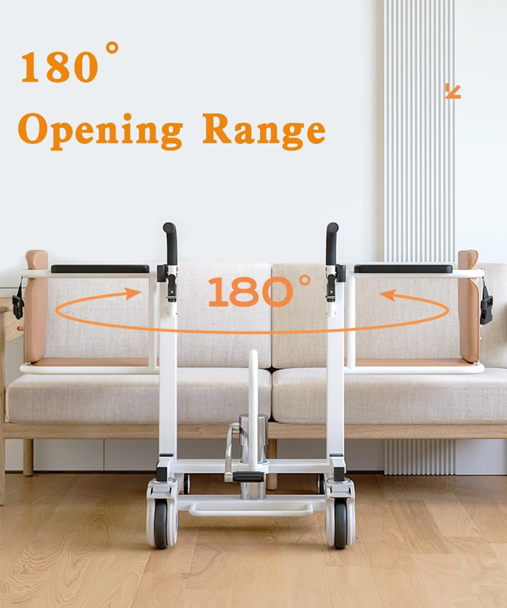 Artudatech Shower Patient Lift Patient Chair Hydraulic Transferred Lift W/180&deg;Split Seat and Table image number 2