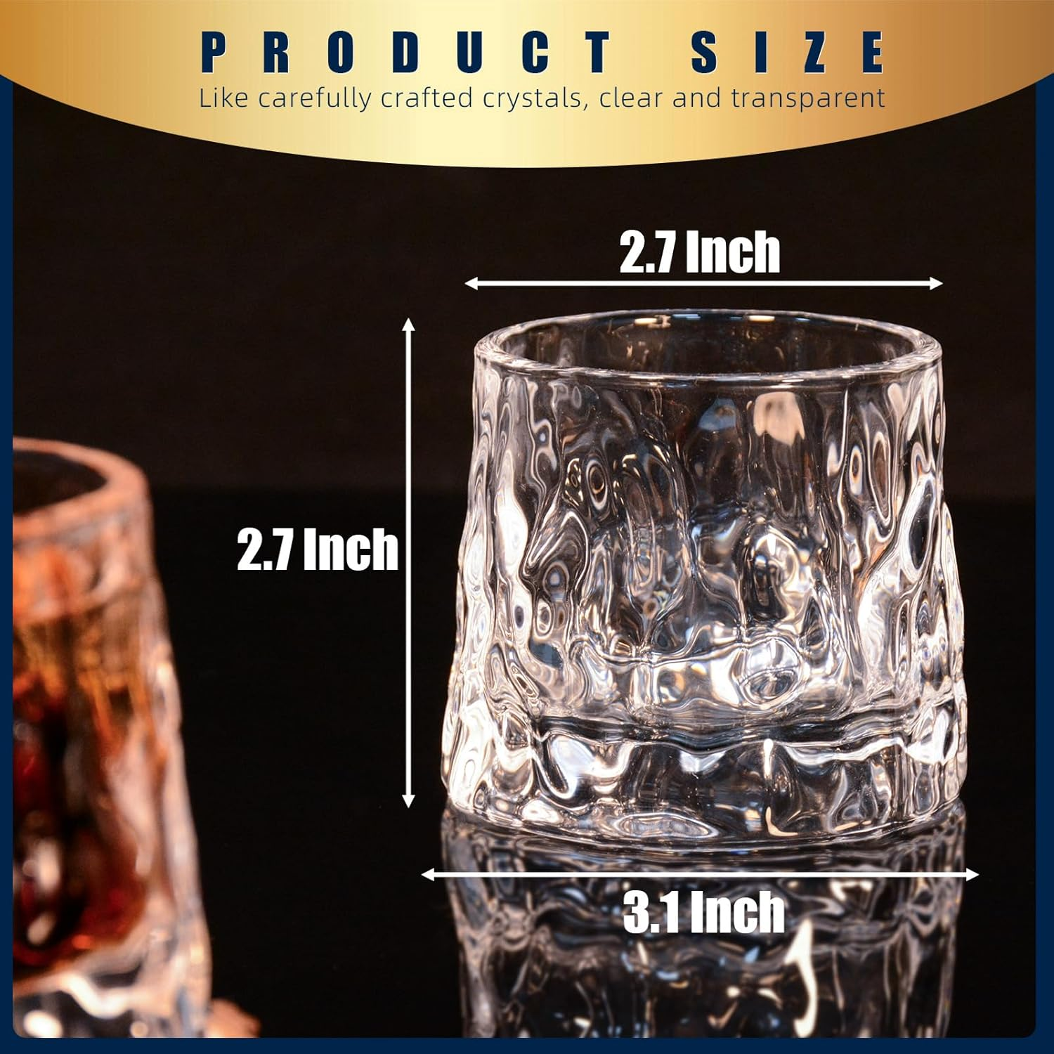 Whiskey Glasses Set of 4, Whiskey Glass Gift Set for Men, 5.5 Oz Old Fashioned Crystal Bourbon Glass Rocks Glass Cocktail Tumbler Glasses Set image number 4