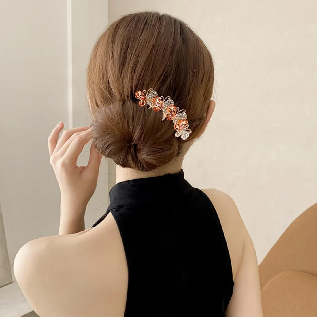 LQI Set of 3 Flower Rhinestone Hair Comb Accessories Wedding Crystal Opal Hair Side Comb Long Tooth Hair Clip Butterfly Hair Accessories image number 1